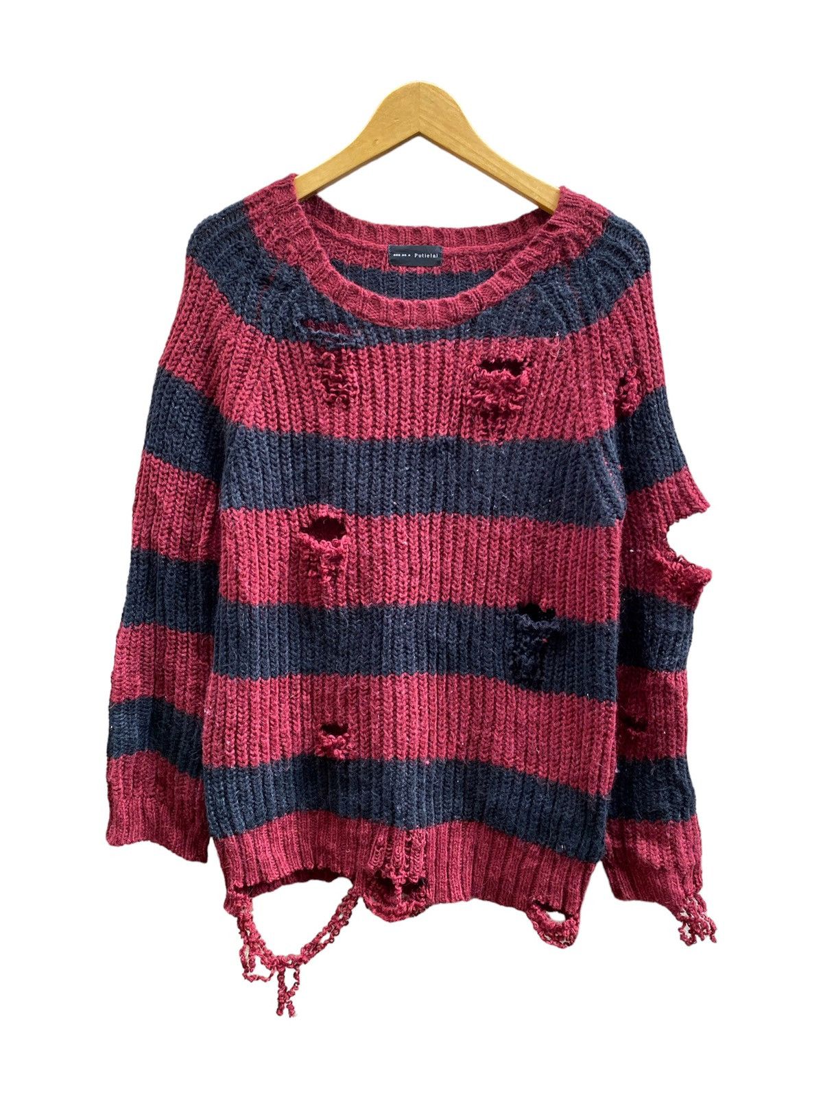 image of Beauty Beast x Hysteric Glamour Putielal Distressed Grungepunk Knit Sweater Numbernine Style in Bla