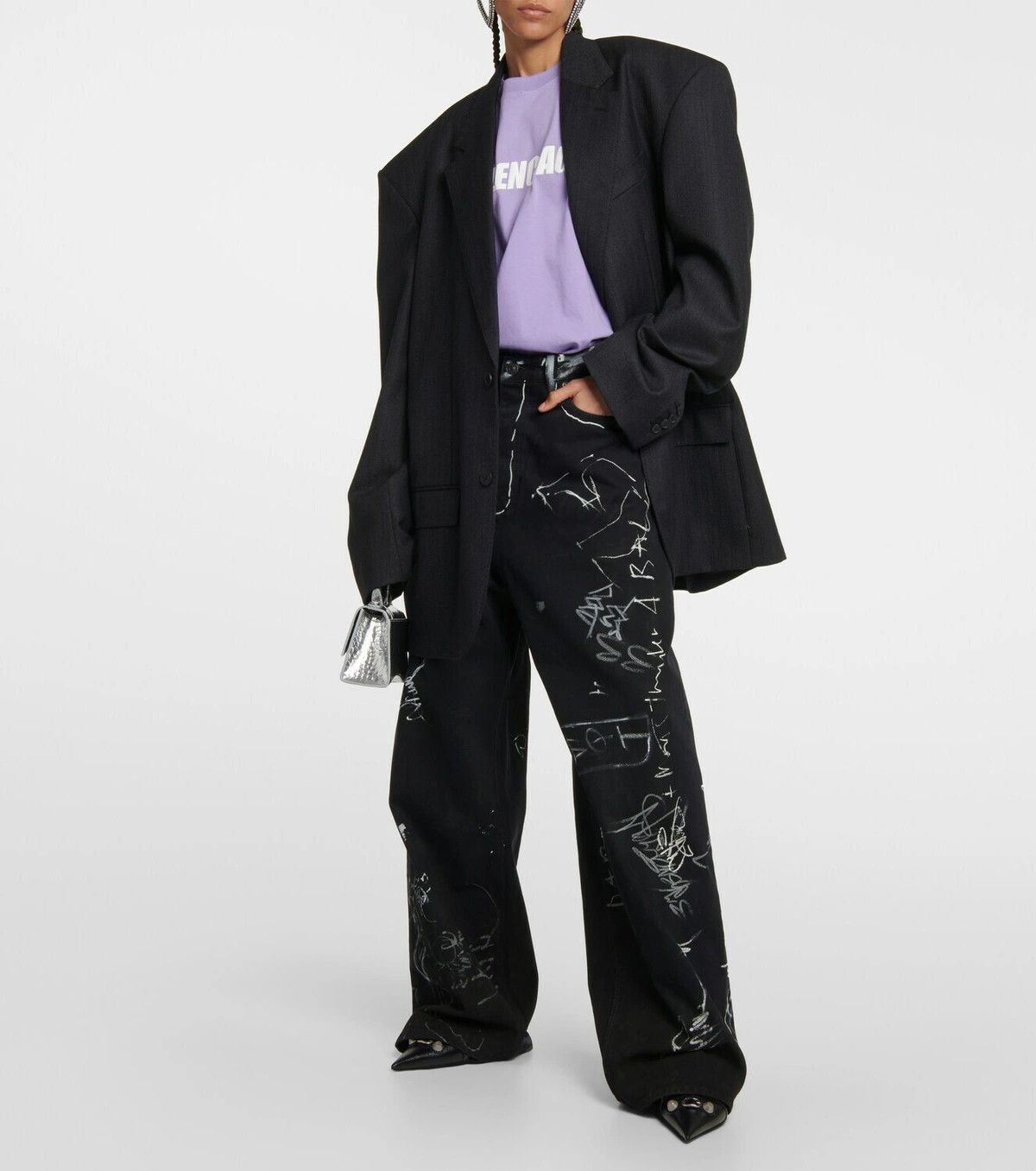 Black All Over Graffiti Baggy Jeans