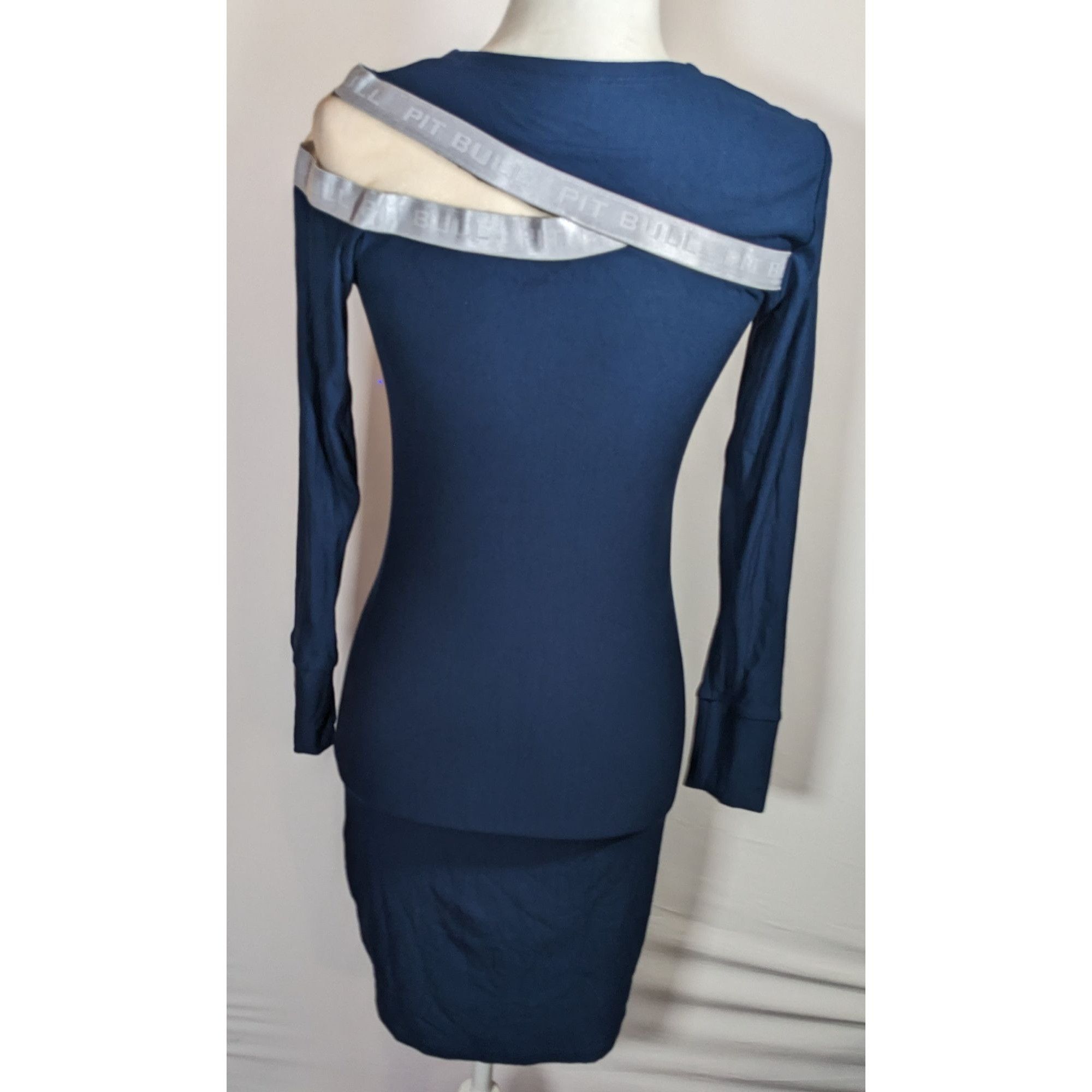 Other Pitbull Jeans Sporty Blue And Silver Bodycon Dress With Mesh Size S / US 4 / IT 40 - 6 Thumbnail