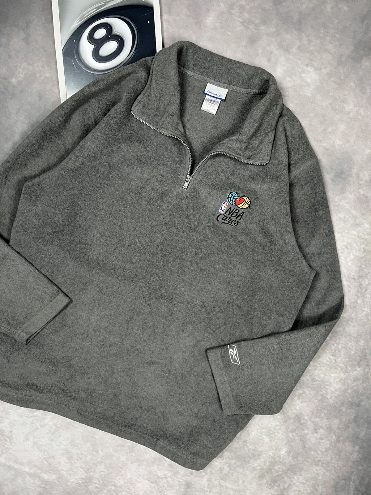 Reebok Vintage Reebok NBA Cares 1/4 Zip Fleece Pullover Grey Mens L Size US XL / EU 56 / 4 - 1 Thumbnail