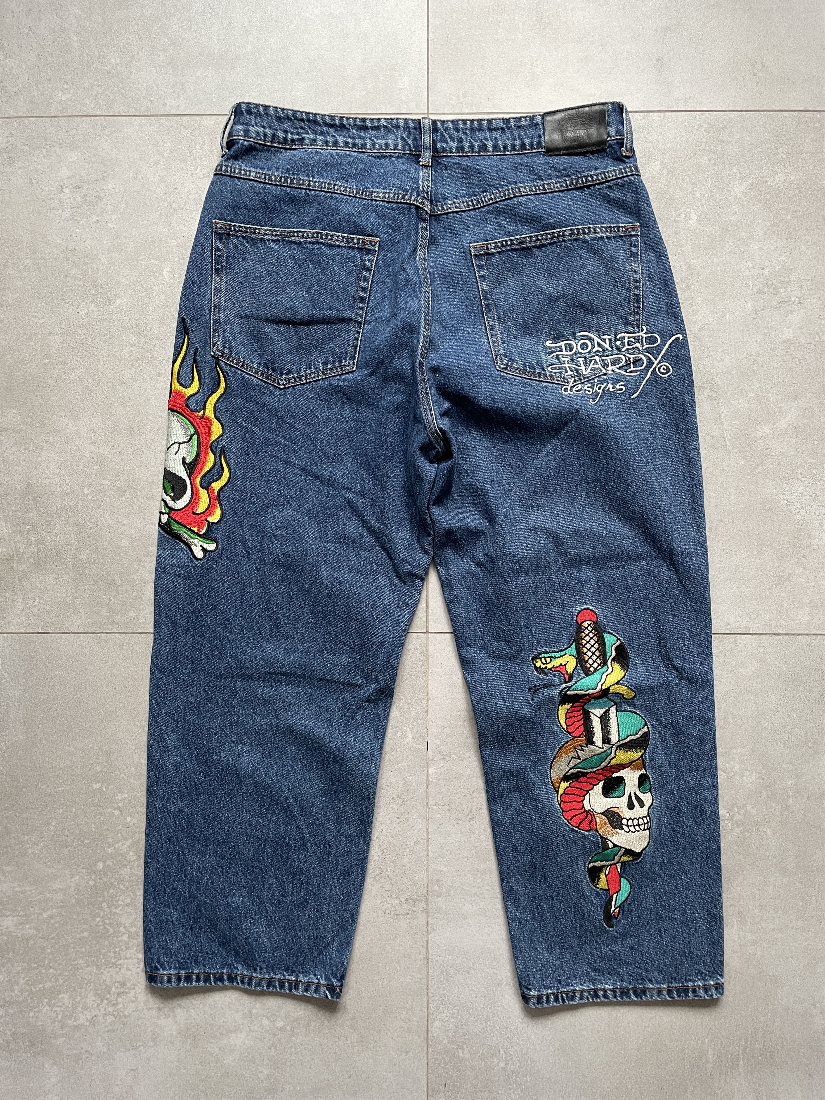 image of By Christian Audigier Baggy Denim Jeans in Navy, Men's (Size 36)