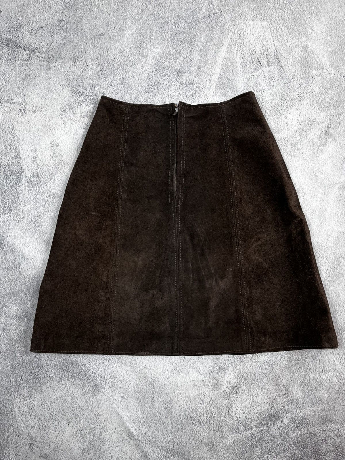 Leather × Vintage Vintage 90s Leather mini skirt avant garde oldmoney style Size 23" - 1 Thumbnail