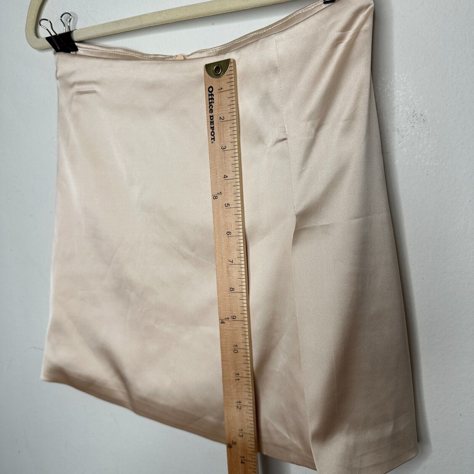 Other Silkhour Ayu Champagne Satin Skirt Kick Split Zip Back Mini Size 27" / US 4 / IT 40 - 11 Thumbnail