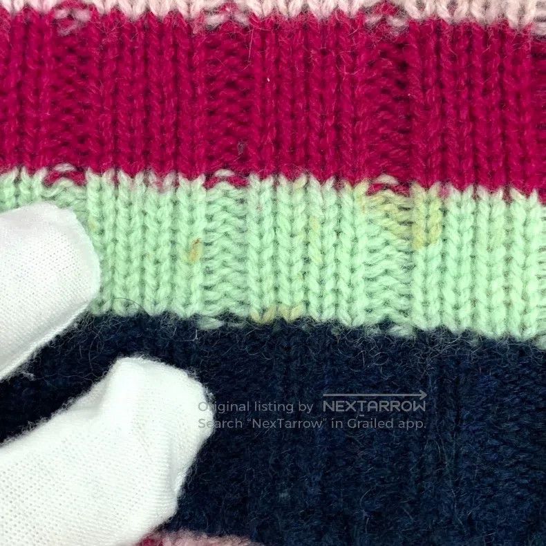 Gucci Gucci Colourful striped cashmere V-neck single-breasted lo Size S / US 4 / IT 40 - 9 Thumbnail
