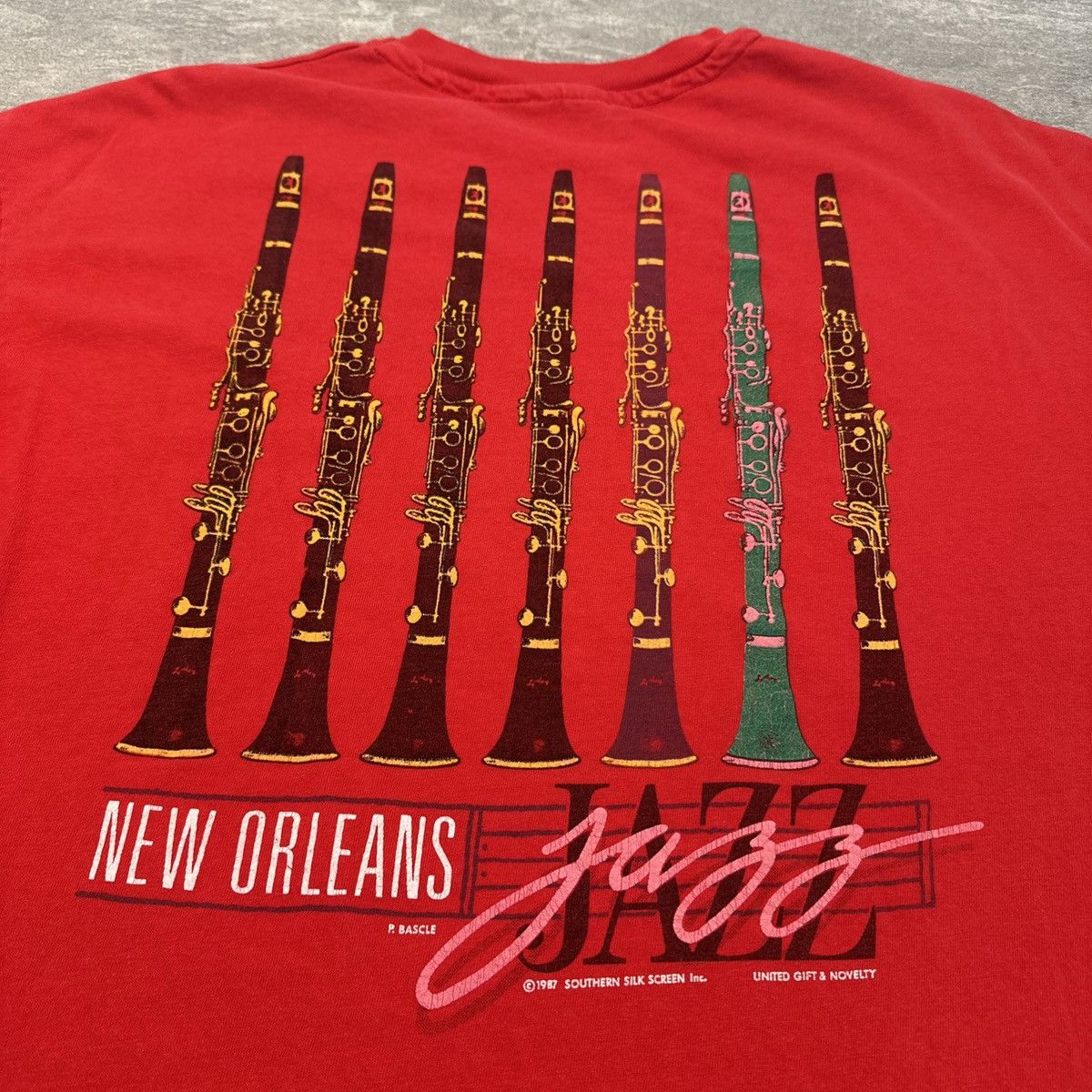 Vintage Vintage 1987 New Orleans Louisiana Jazz Clarinet T Shirt 80s Size US XL / EU 56 / 4 - 10 Thumbnail