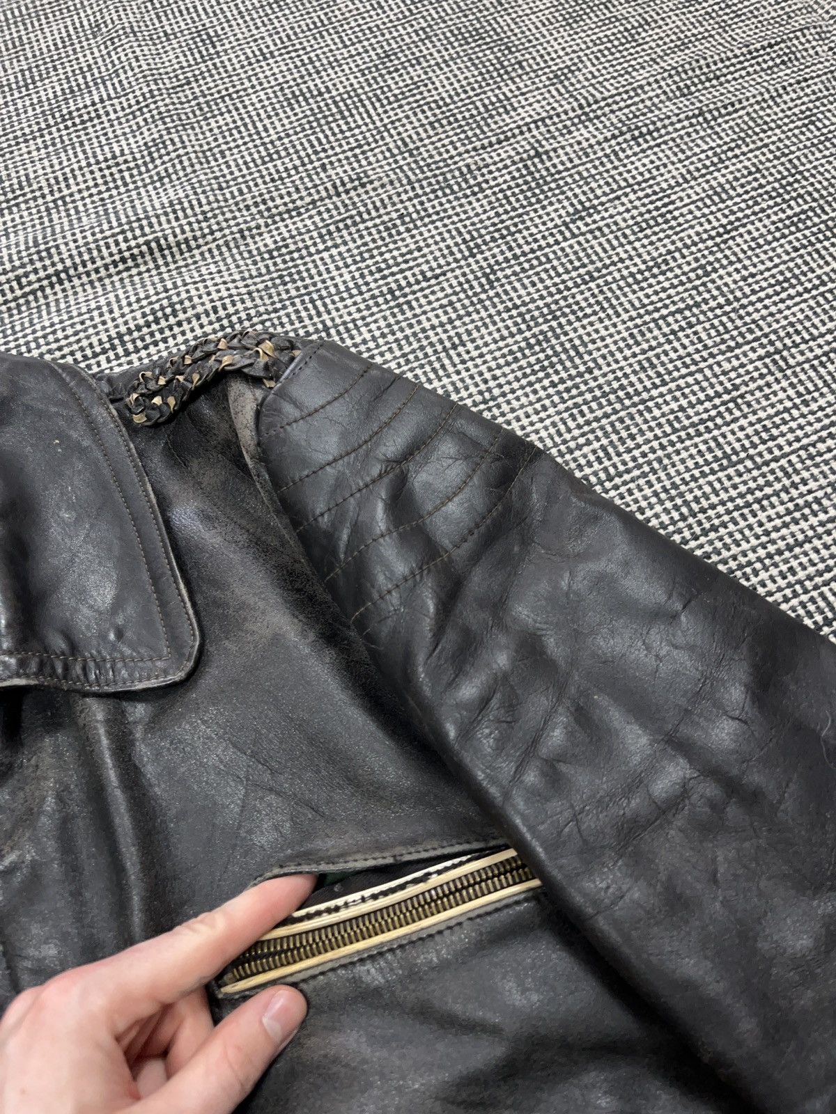 Genuine Leather 40s/50s Germany WW2 Luftwaffe motorcycle leather jacket Size US M / EU 48-50 / 2 - 13 Thumbnail
