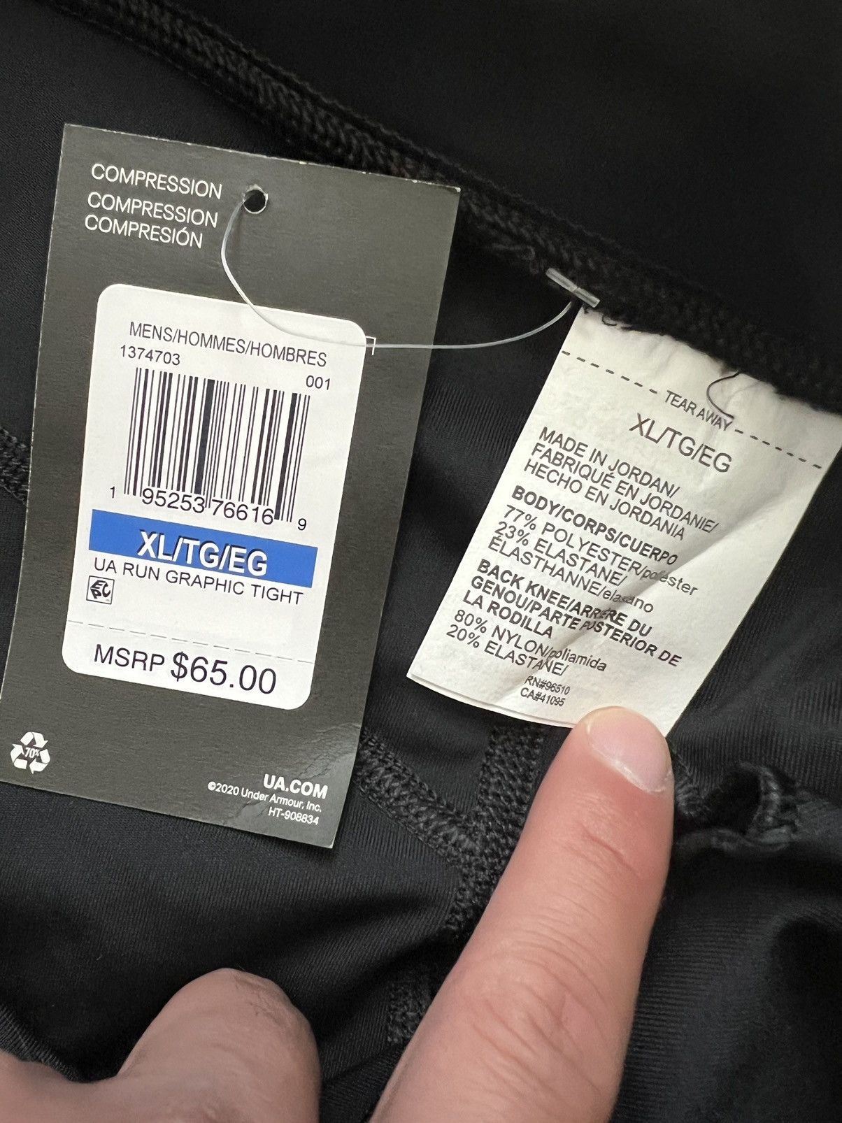 Under Armour Under Armour Men HeatGear Compression Black Running Leggings Size US 34 / EU 50 - 13 Thumbnail