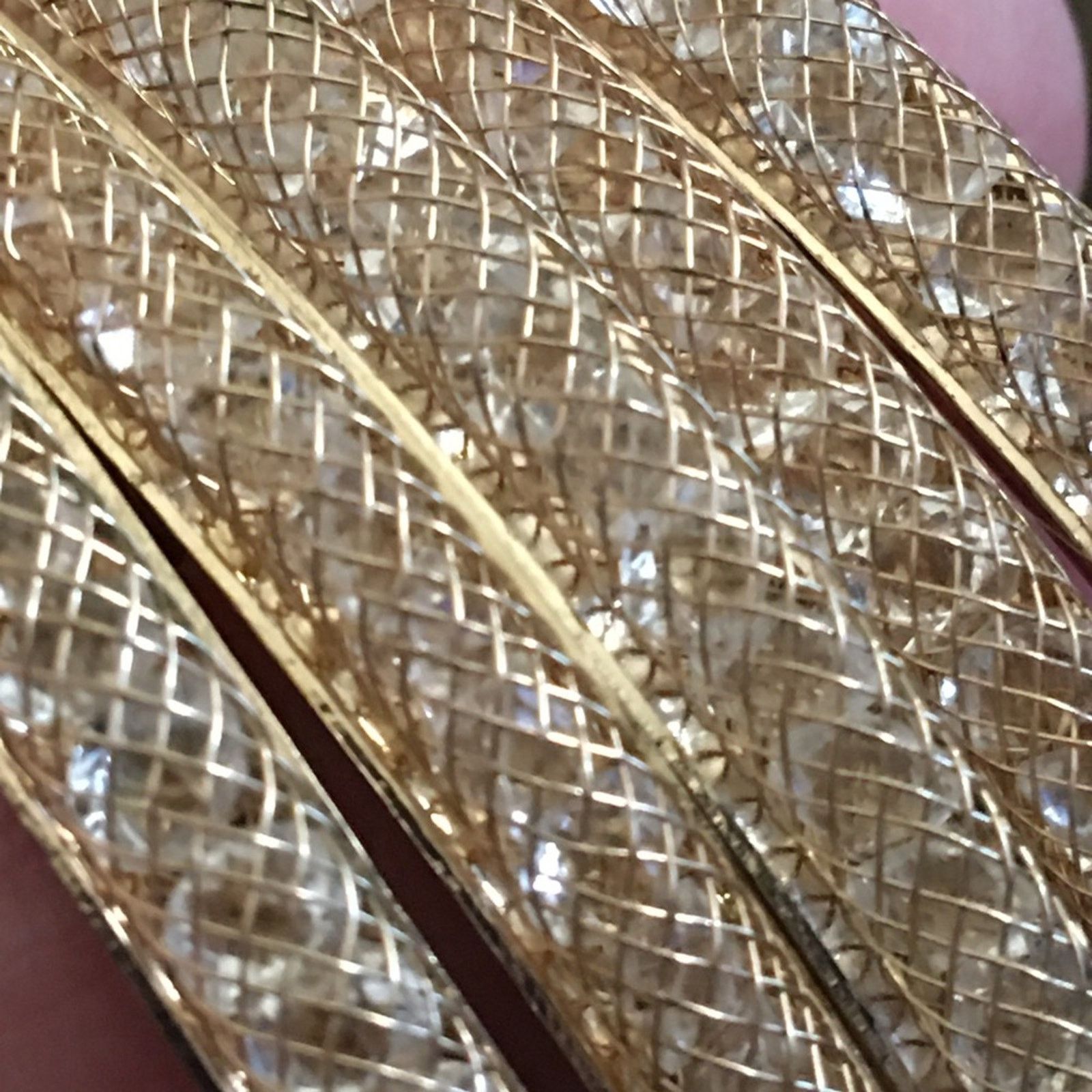 Jewelry Lot of 5 crystal under mesh gold bangle bracelets Size ONE SIZE - 4 Thumbnail