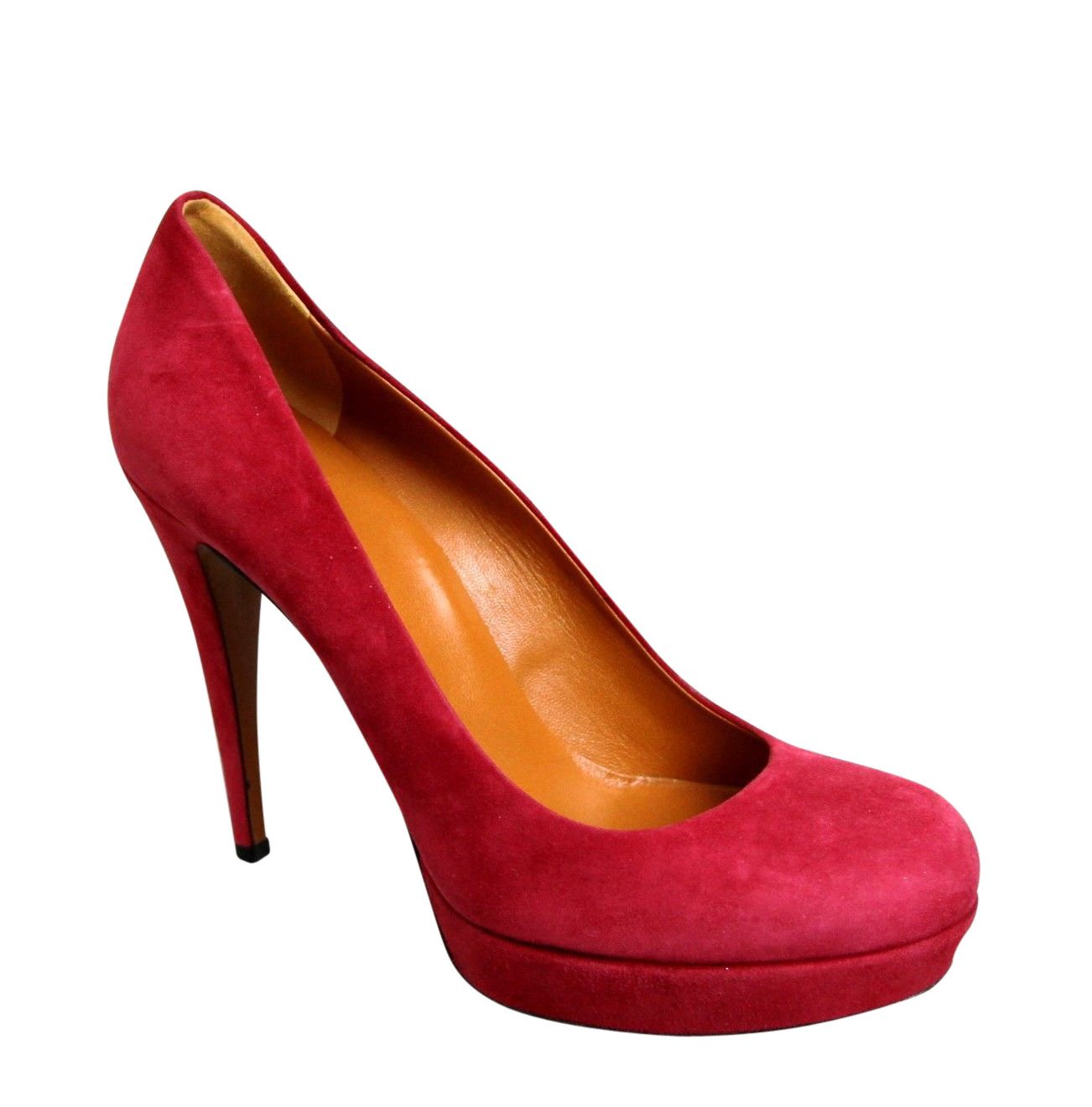 Gucci Women's Raspberry Suede Platform Pump Shoes (39.5 G / 9 US) Size US 9 / IT 39 - 1 Thumbnail