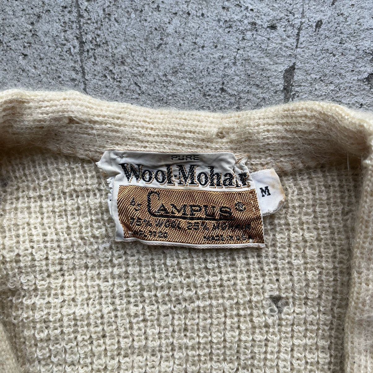Crazy 60s Mohair Cardigan Distressed Campus Wool Kurt Cobain