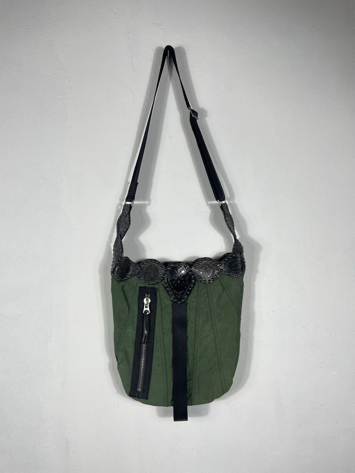 Diesel × Japanese Brand × Vintage Diesel Retro 00s Leather Nylon Avant Garde Shoulder Hand Bag Size ONE SIZE - 8 Thumbnail