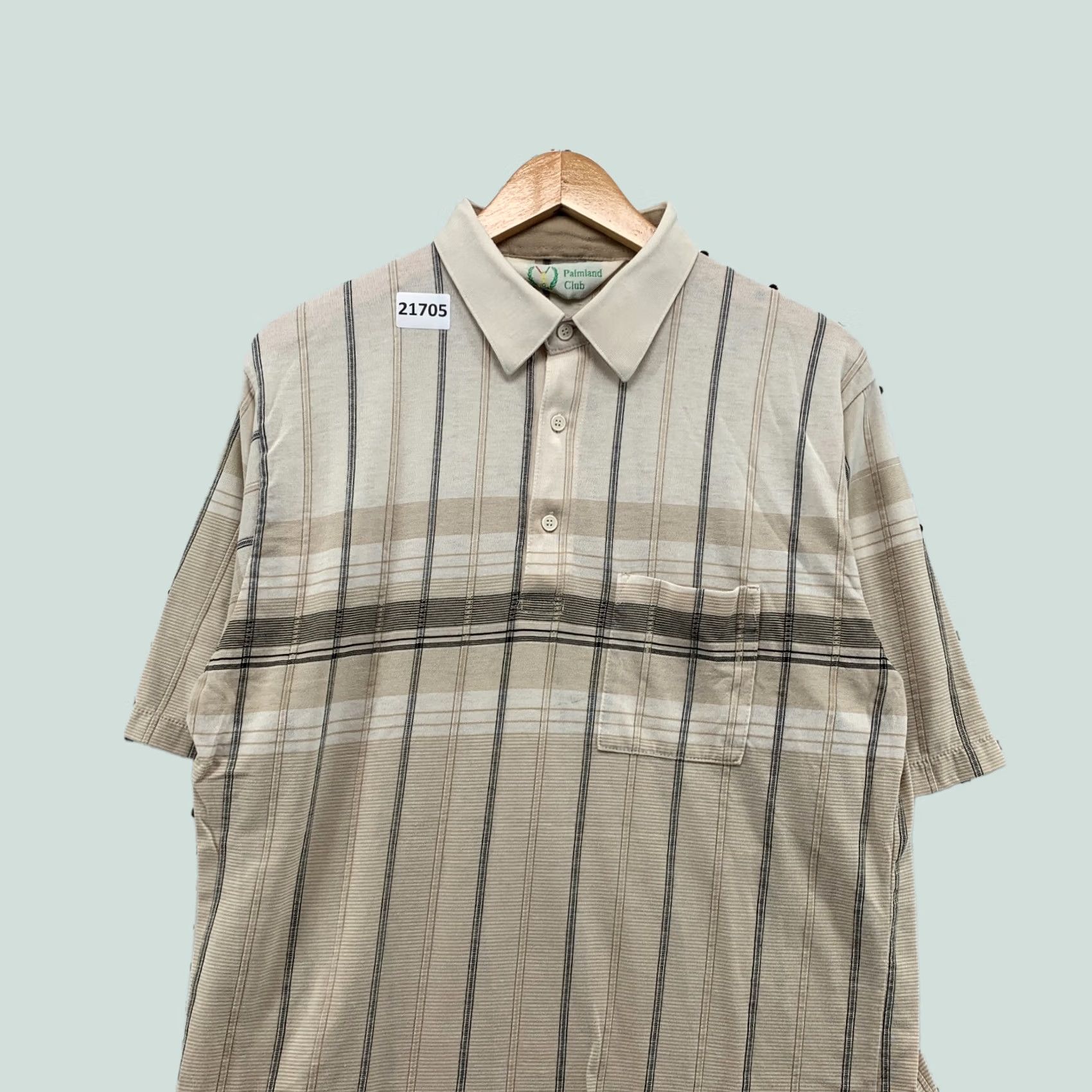 Vintage VINTAGE Palmland Club Shirt Mens Large Brown Beige Striped Polo Shirt Size US L / EU 52-54 / 3 - 1 Thumbnail
