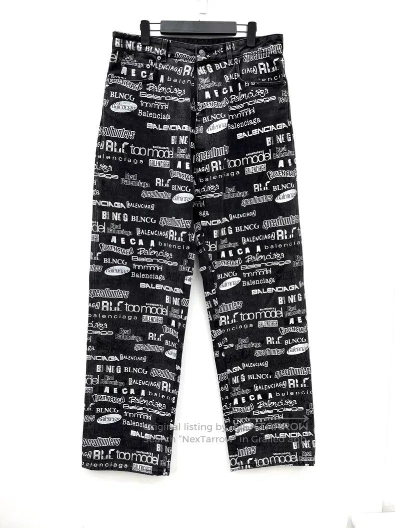 Balenciaga Balenciaga size M Logo Printed Casual Denim Pants Size US 27 - 2 Thumbnail