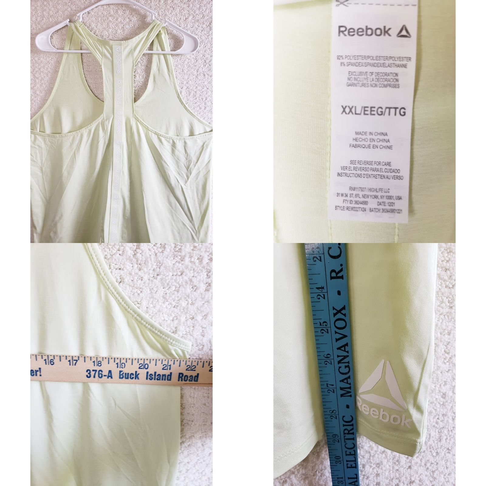 Reebok VINTAGE Reebok Women's Tank Shirt 2XL Mint Green Crossover Back Yoga Gym Lightweight Moisture Wicking Running Workout Top Size XXL / US 16-18 / IT 52-54 - 8 Thumbnail
