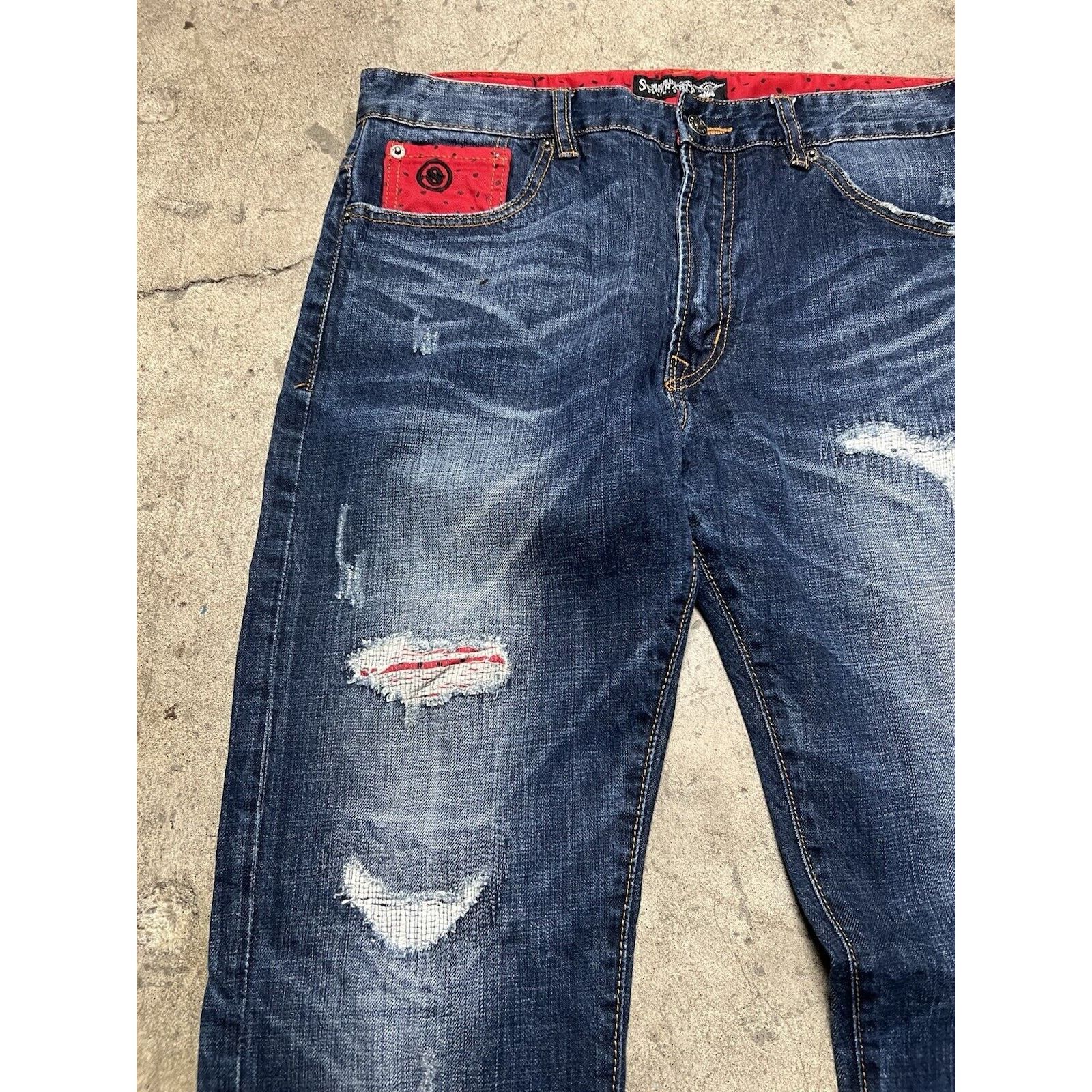 Japanese Brand Superably Men’s Logo Japanese Denim Size 34x34 Distressed Size US 34 / EU 50 - 2 Thumbnail