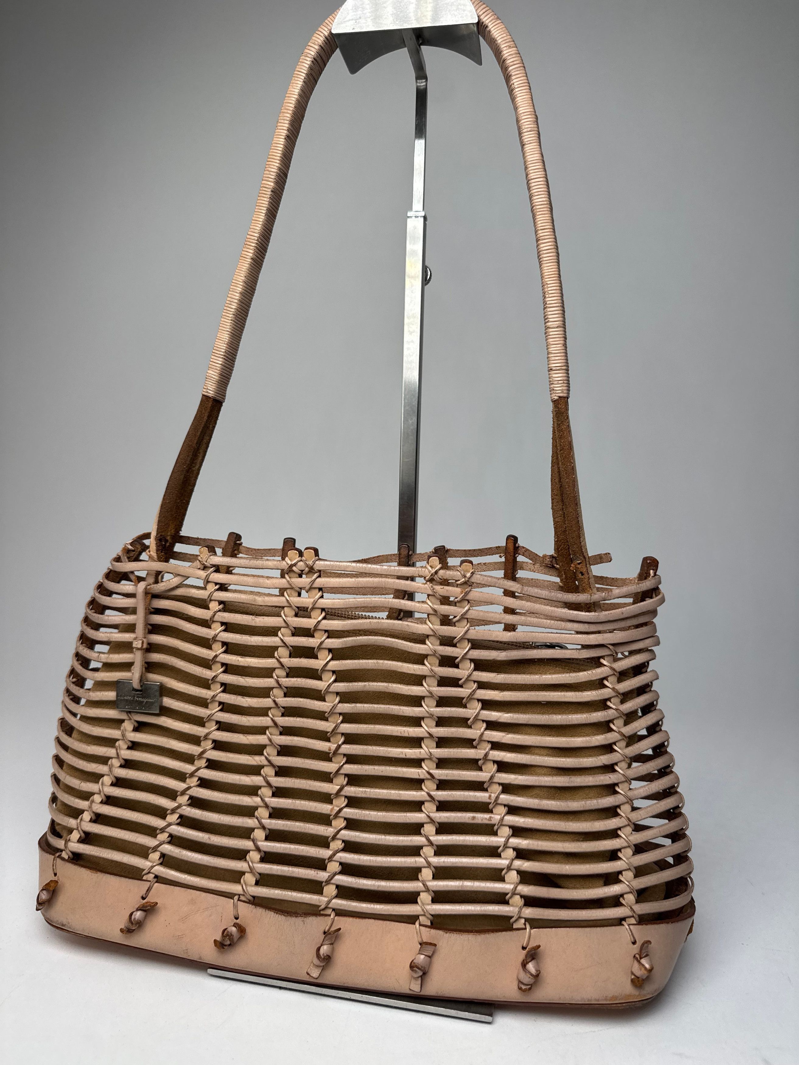 Salvatore Ferragamo Vintage Cage Leather Bag Brown Size ONE SIZE - 1 Thumbnail