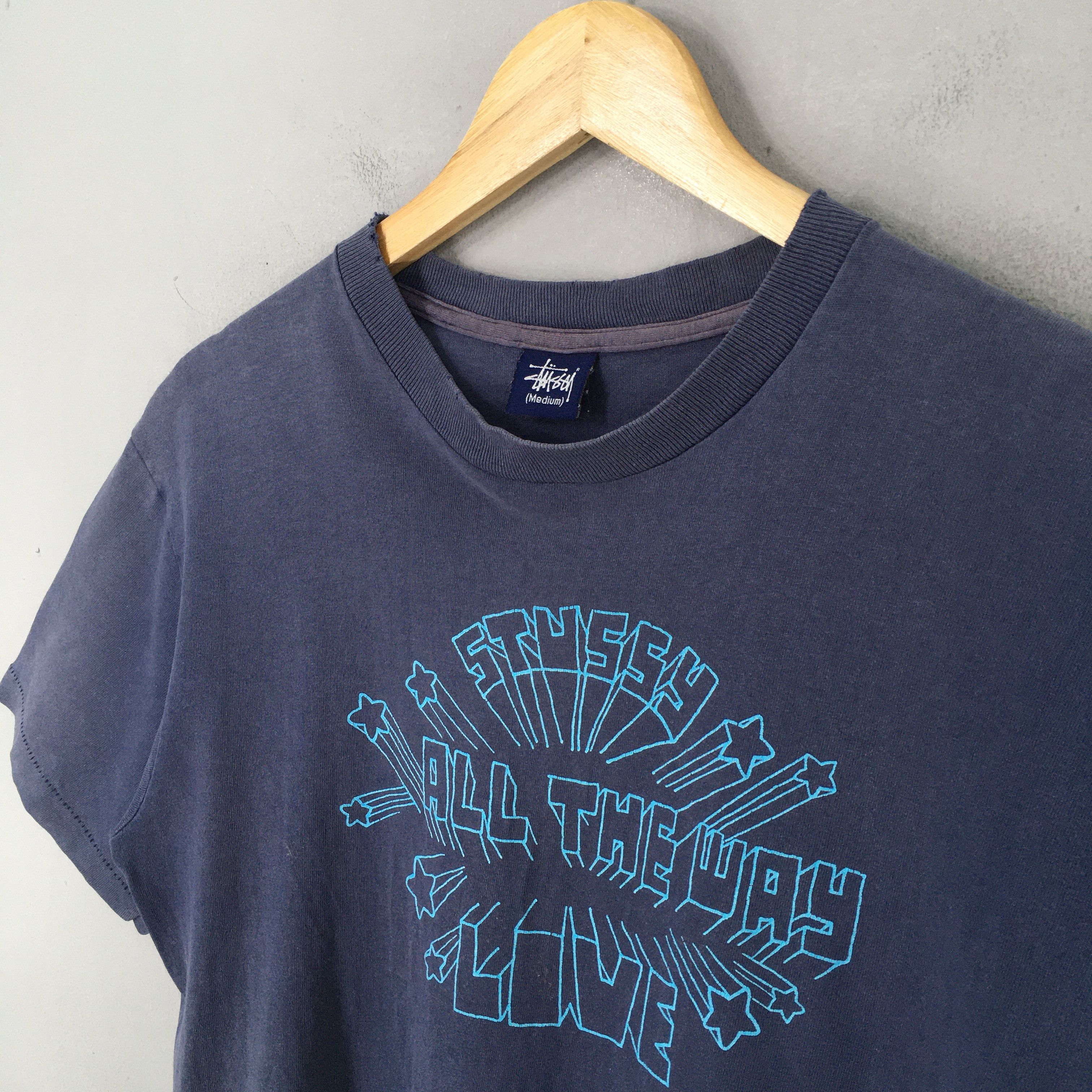 Stussy × Vintage Vintage 90's Stussy All The Way Live Blue T shirt Medium Size US M / EU 48-50 / 2 - 5 Thumbnail
