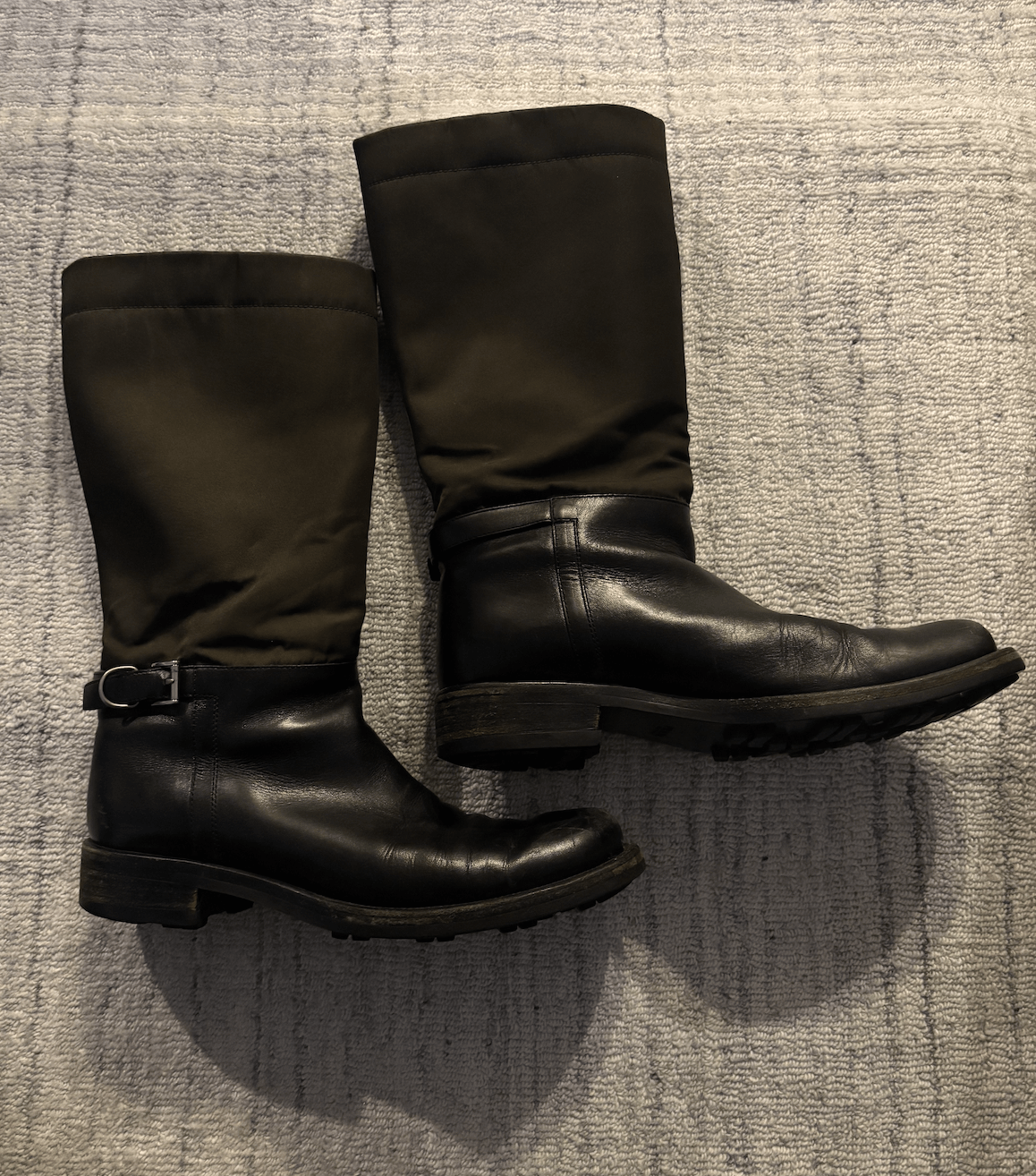 Prada Black Leather Biker Boots Vintage