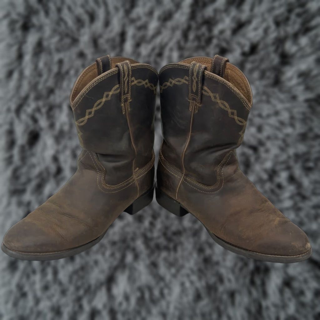 Ariat Ariat Men’s Heritage Roper DistressedLeather Brown Cowboy Western Boots EE 11 Size Leather Upper Mid-Calf Cowboy Theme Mens Shoes Boots Size US 11 / EU 44 - 1 Thumbnail