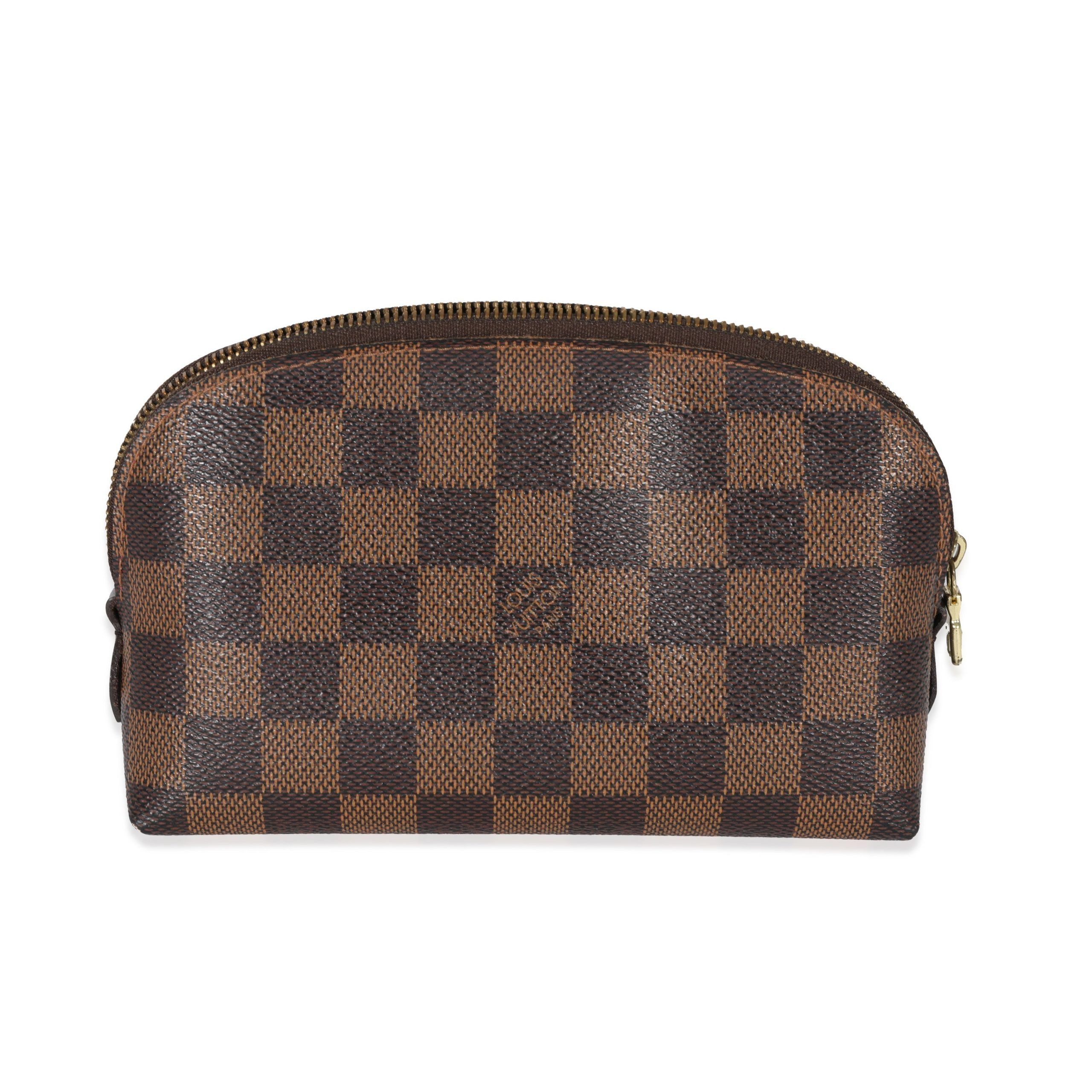 image of Louis Vuitton Damier Ebene Canvas Cosmetic Pouch in Brown, Women's