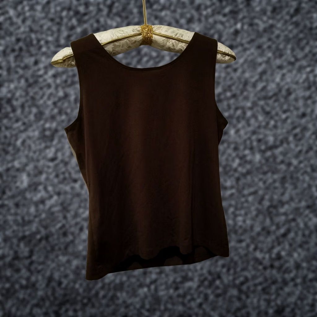 Vintage Chico's Womens Tank Top Sz 2 Organic Contemp Stretch Microfiber Scoop Neck Sleeveless Casual Brown Size XS / US 0-2 / IT 36-38 - 1 Thumbnail
