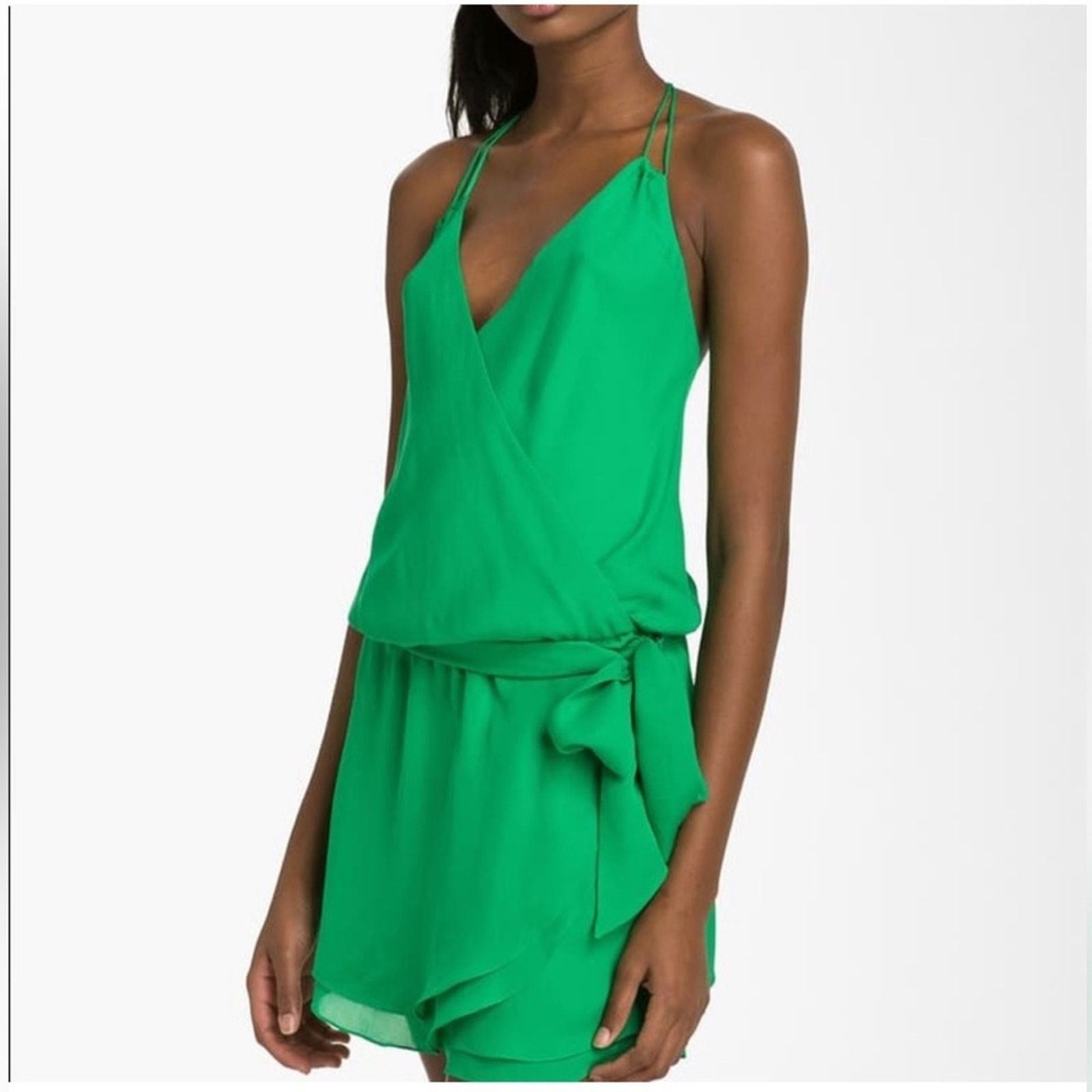 Haute Hippie Green Faux Wrap silk halter dress XS -  www.toquedesaborminas.com.br