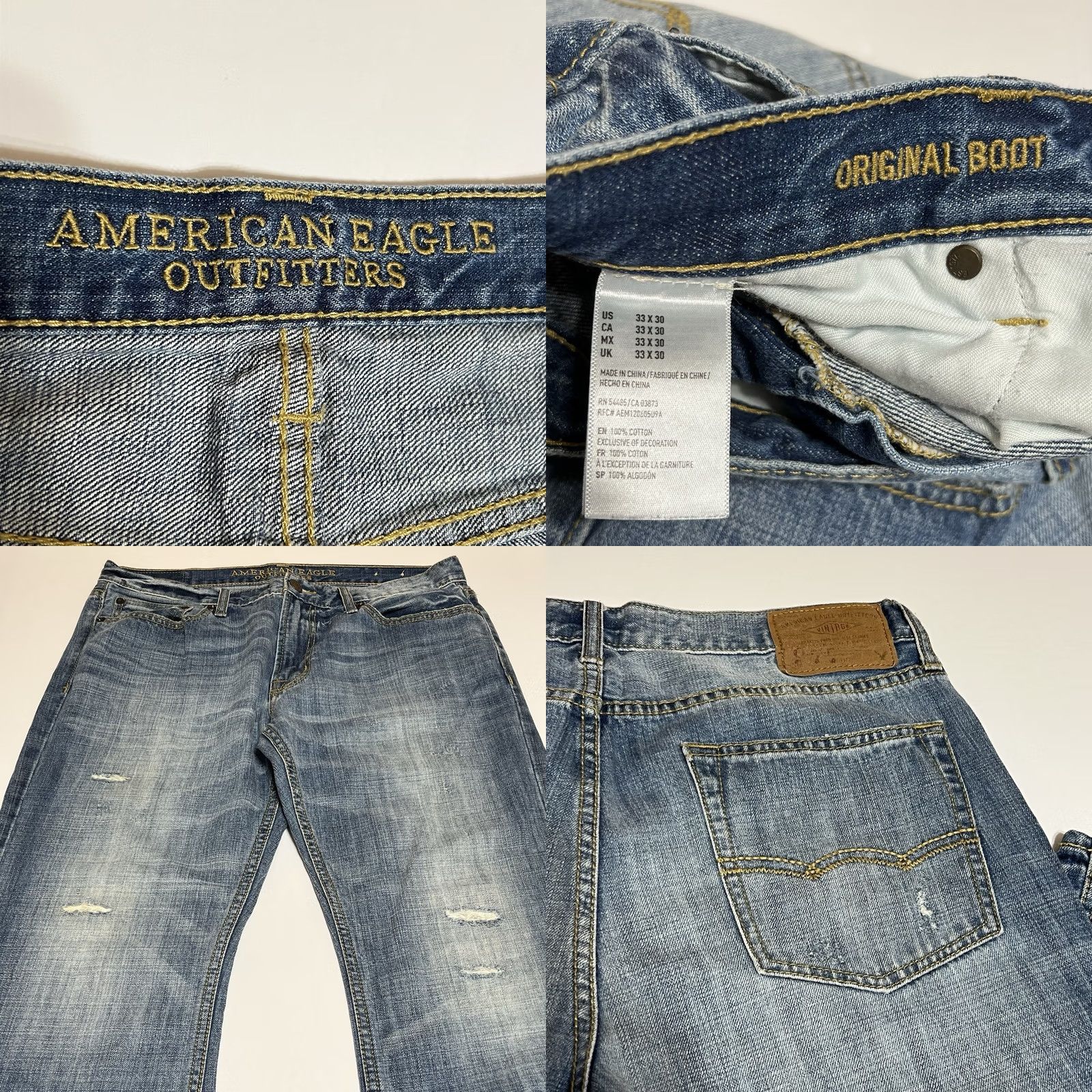 American Eagle Outfitters American Eagle Outfitters Original Boot Jeans Mens 34x29 Blue Denim Distressed 5-Pocket Regular Bootcut Mid Rise Cotton Denim Size US 34 / EU 50 - 8 Thumbnail