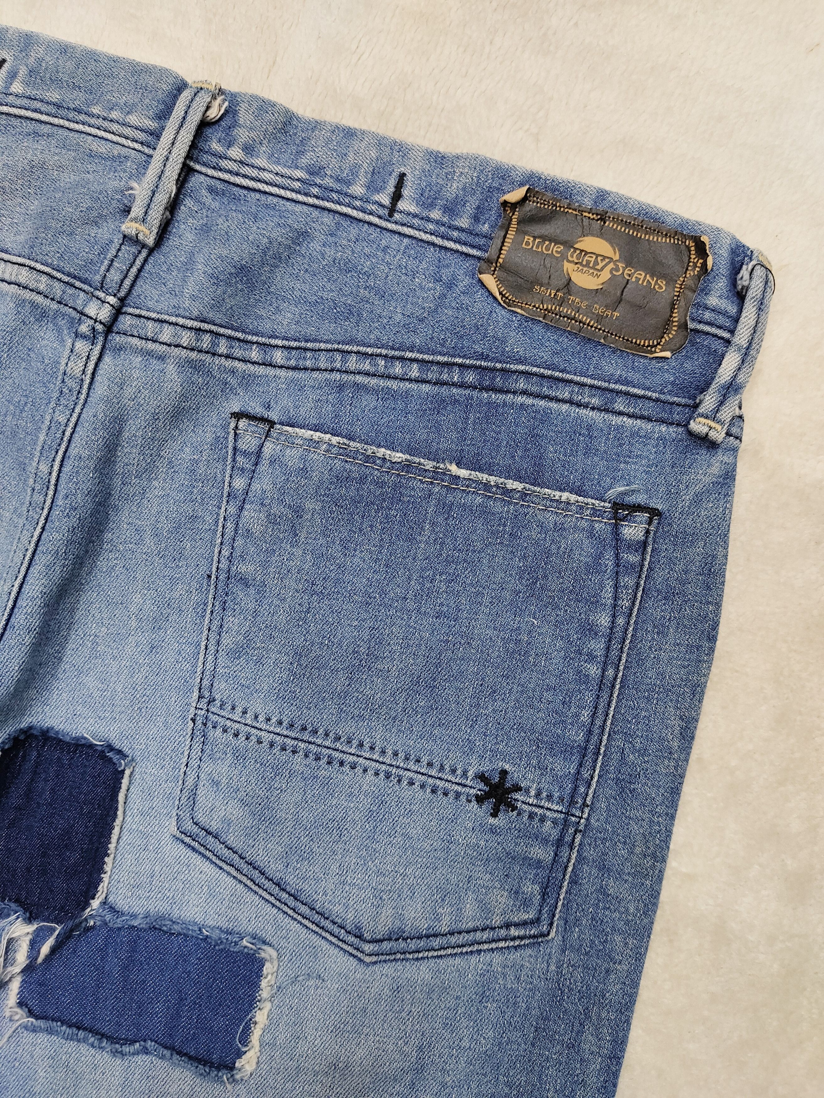 If Six Was Nine Blue Way🇯🇵 Repair Panel Pacthwork Distressed Slim Jeans Size US 30 / EU 46 - 6 Thumbnail