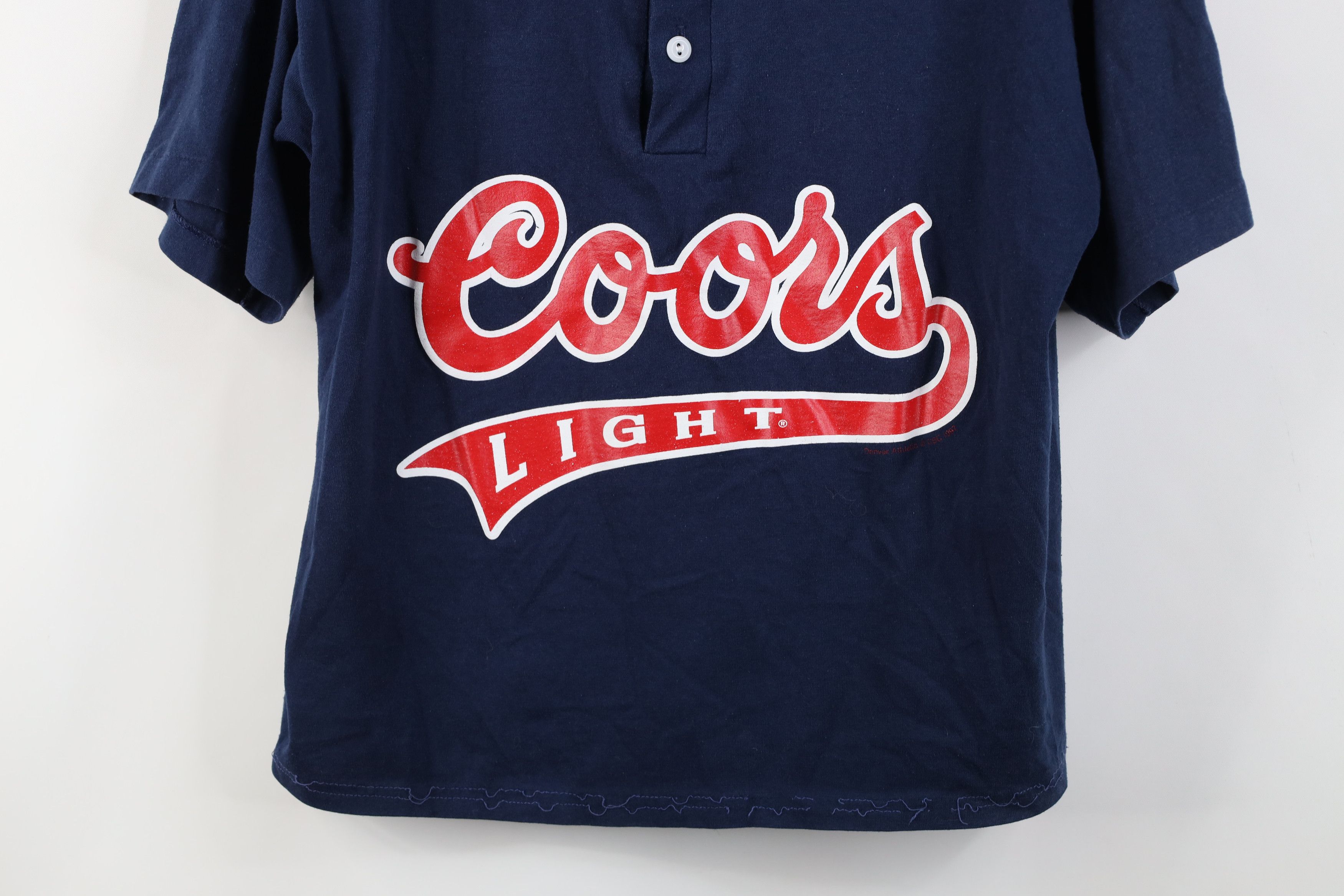 Vintage Vintage 90s Cropped Coors Light Beer Henley T-Shirt USA Size L / US 10 / IT 46 - 3 Thumbnail