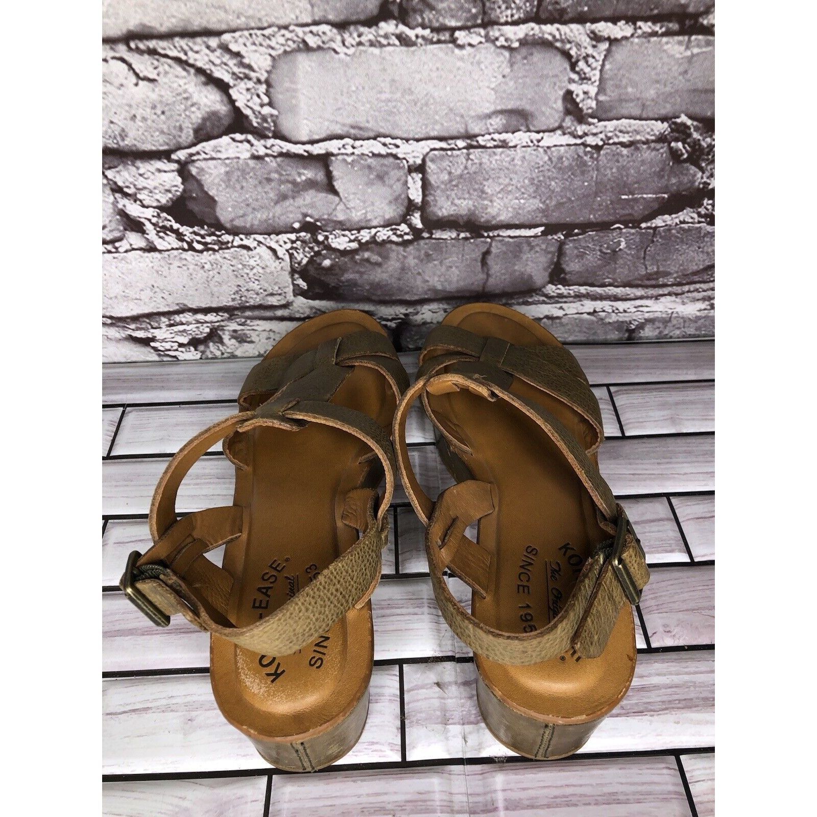 Other Kork-Ease Olive Green Leather Platform Wedge Ankle Strap San Size US 6 / IT 36 - 5 Thumbnail