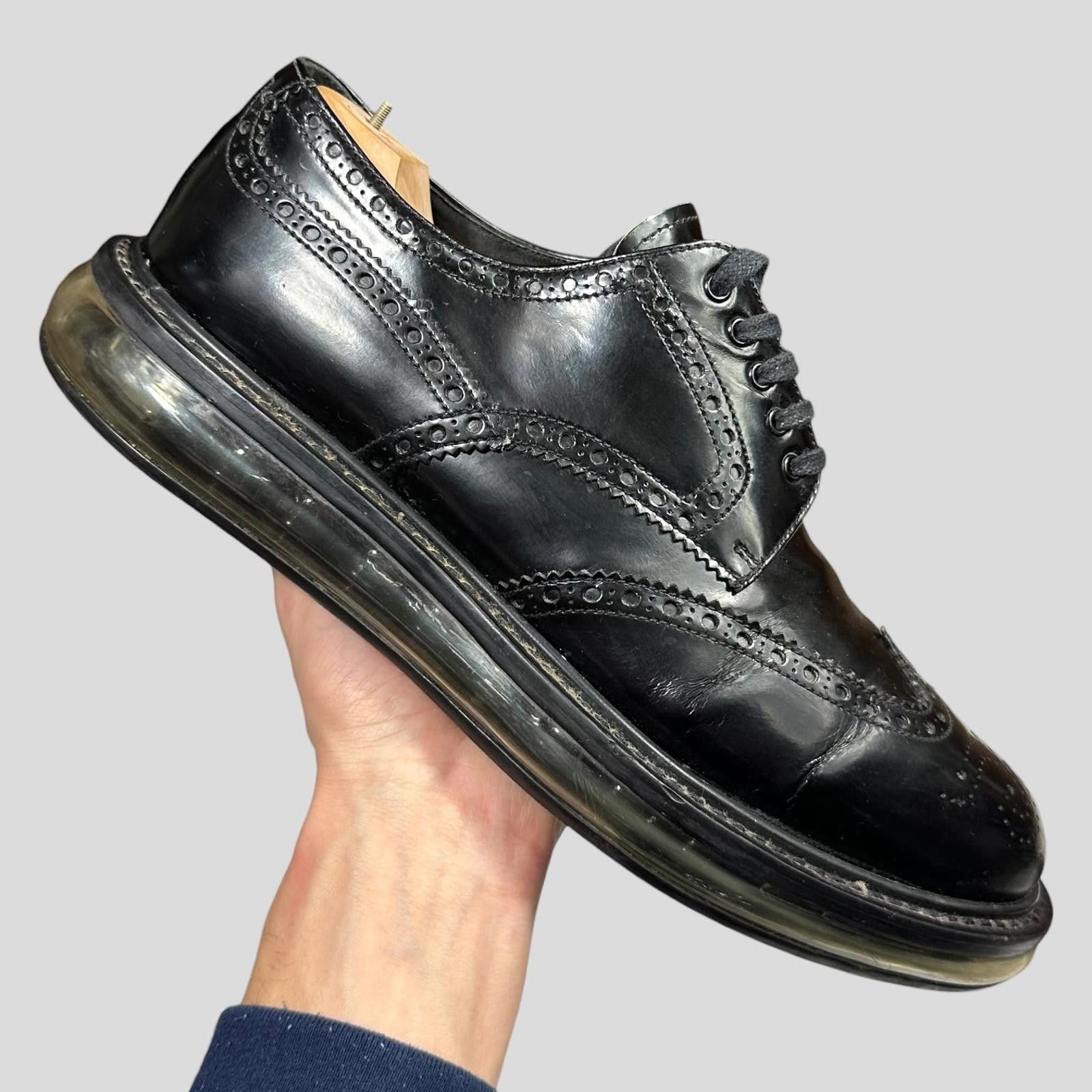 Prada Prada Air Levitate Brogues Black Leather Derby Shoes - UK9 Size US 10 / EU 43 - 3 Thumbnail