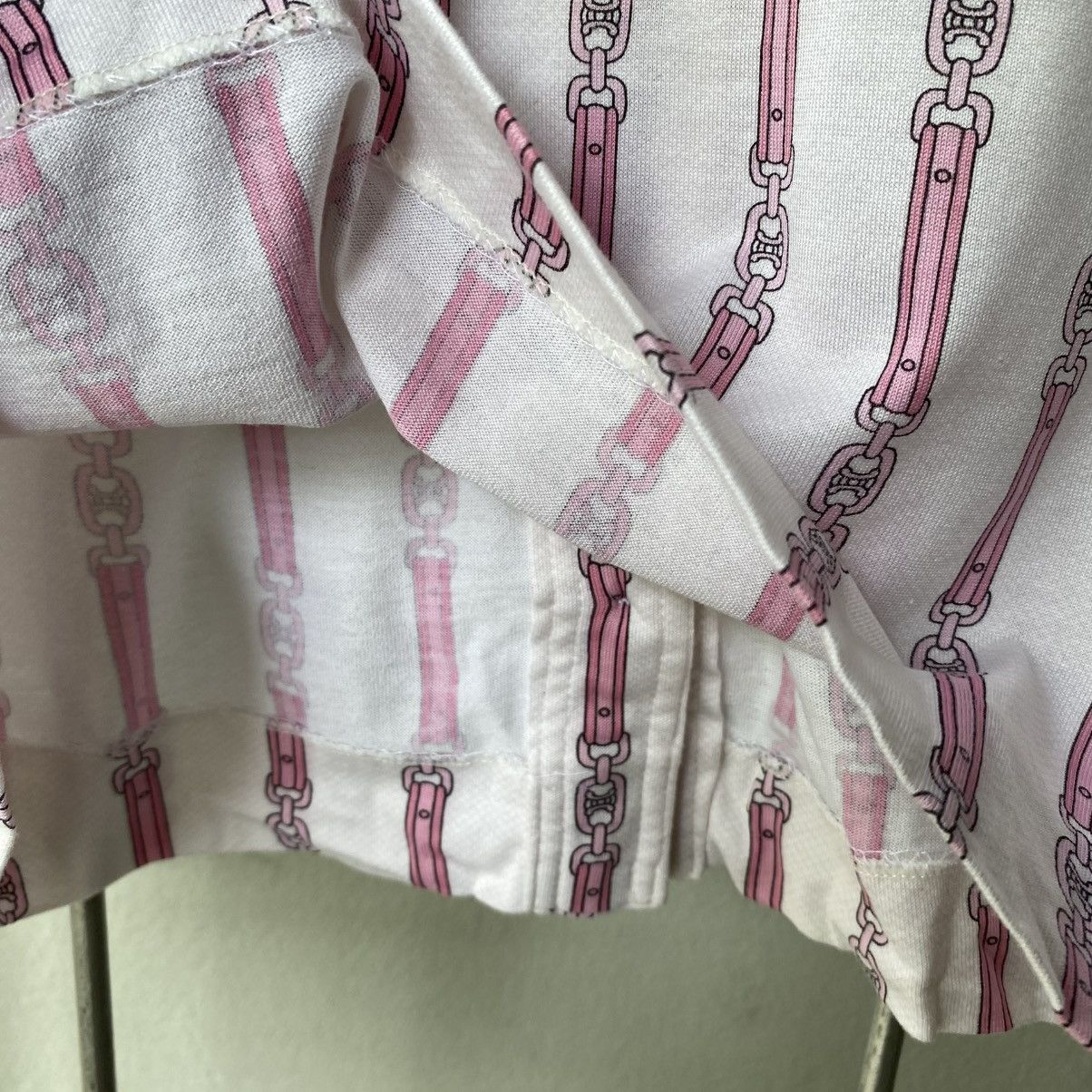 Celine Vintage Celine Pink Chain Print Shirt Size S / US 4 / IT 40 - 12 Thumbnail