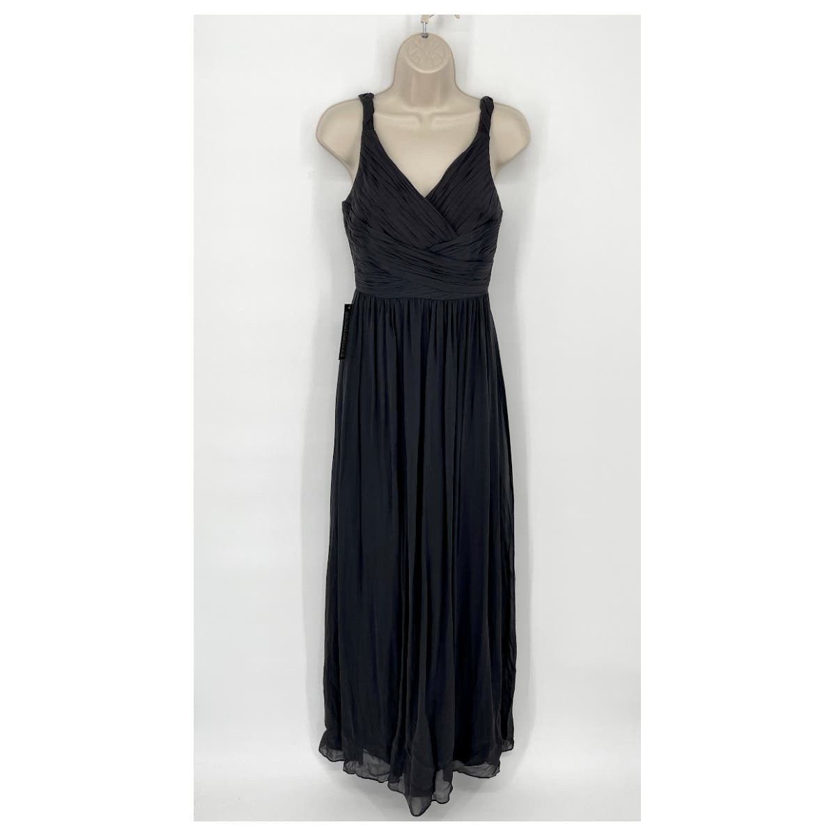 image of Ann Taylor New Silk Sleeveless Gathered Maxi Dress 0 Black, Women's (Size XS)