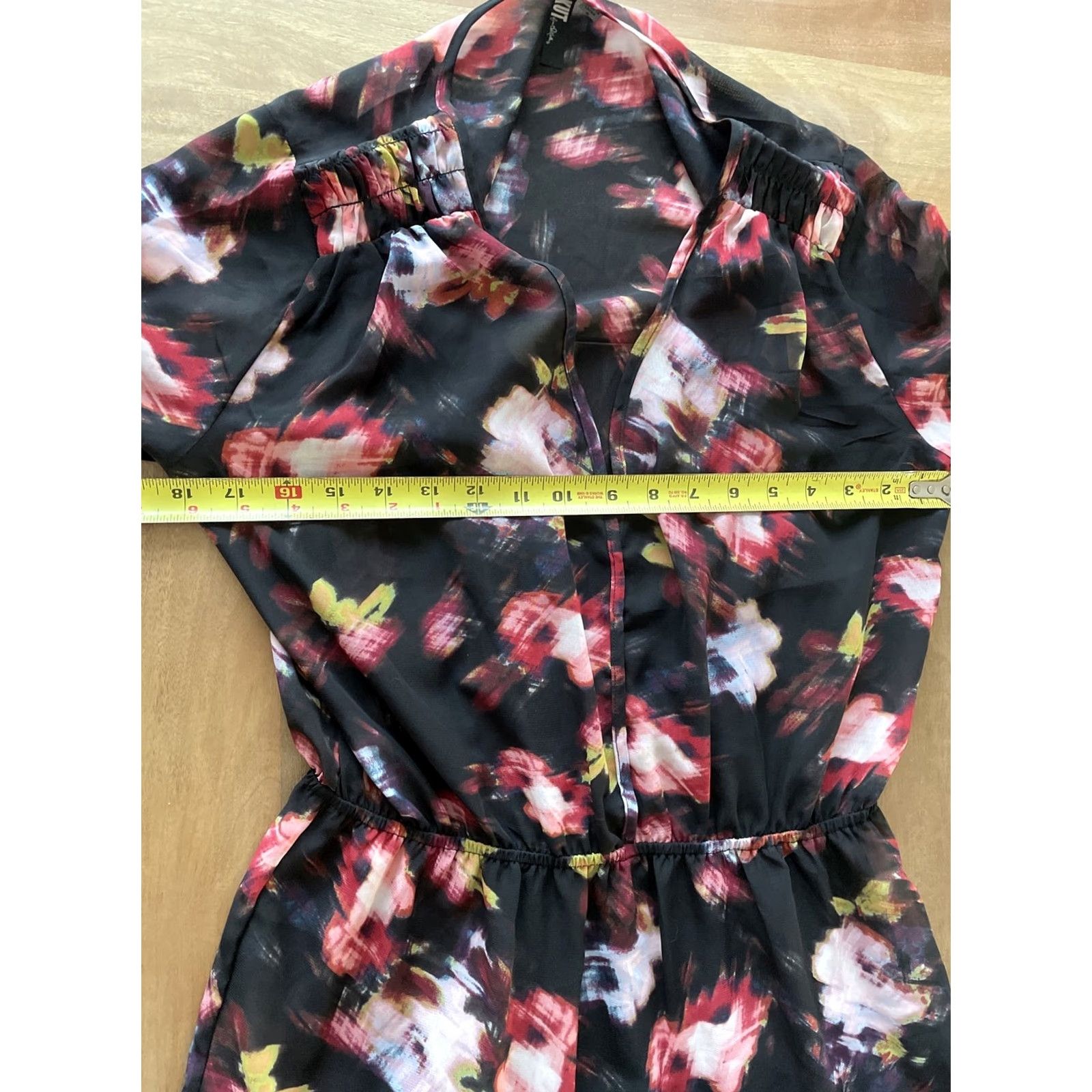 Vintage Kut From The Kloth Black Multi Floral Print Plunge Neck A-Line Dress SZ 8 Lined Size M / US 6-8 / IT 42-44 - 7 Thumbnail