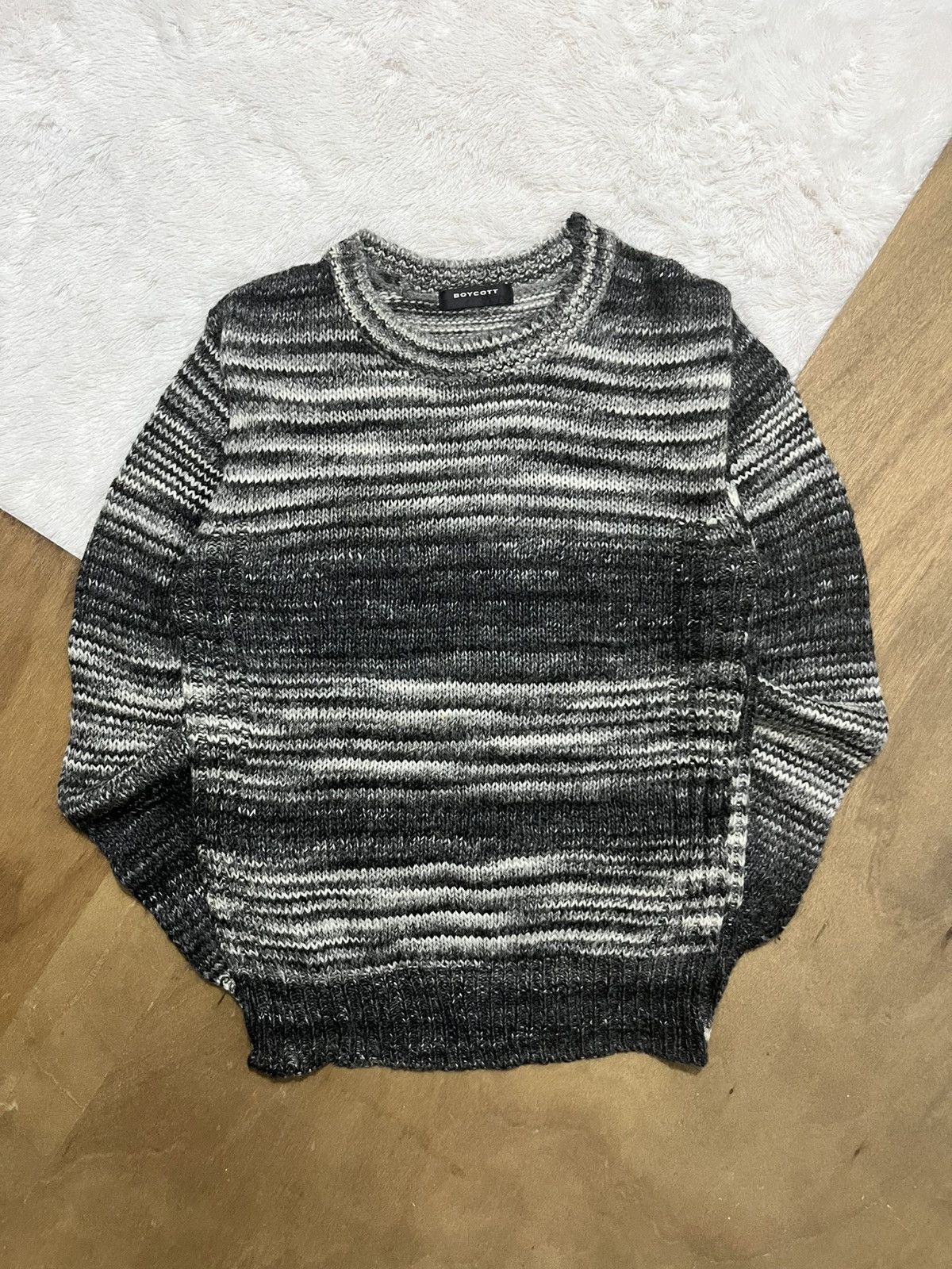 Boycott BOYCOTT Japanese Grunge Marl Border Knit Sweater Size US S / EU 44-46 / 1 - 1 Thumbnail