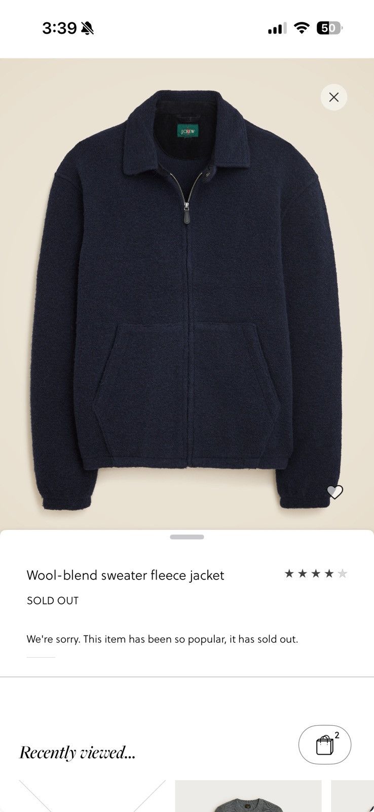 J.Crew J.Crew Wool Blend Sweater Fleece Jacket Navy Size M Size US M / EU 48-50 / 2 - 2 Thumbnail