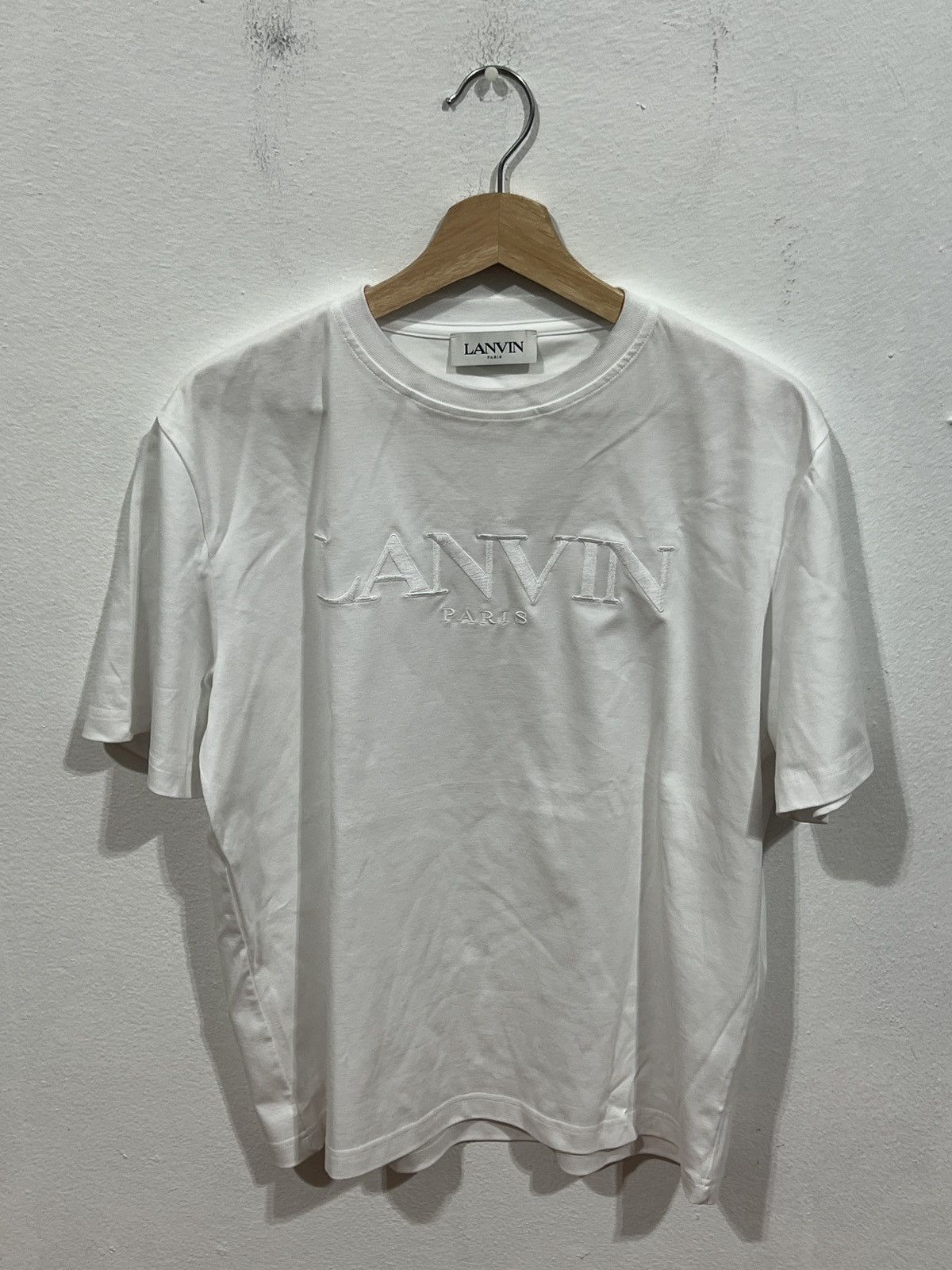 Lanvin White Logo Embroidered Tee