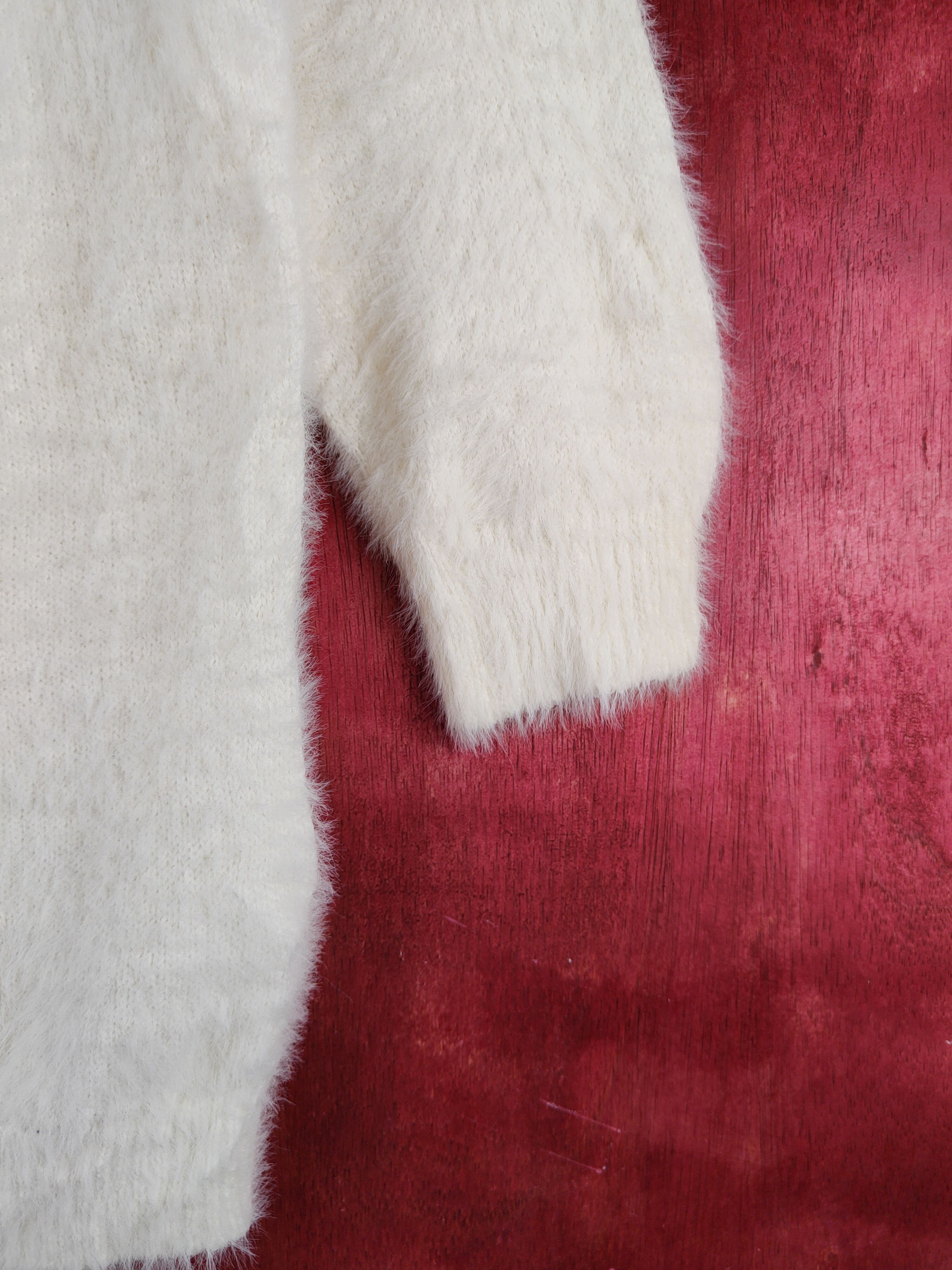 Homespun Knitwear Forever 21 Ivory Shag Shaggy Fur Mohair Knitwear #S2032 Size M / US 6-8 / IT 42-44 - 6 Thumbnail