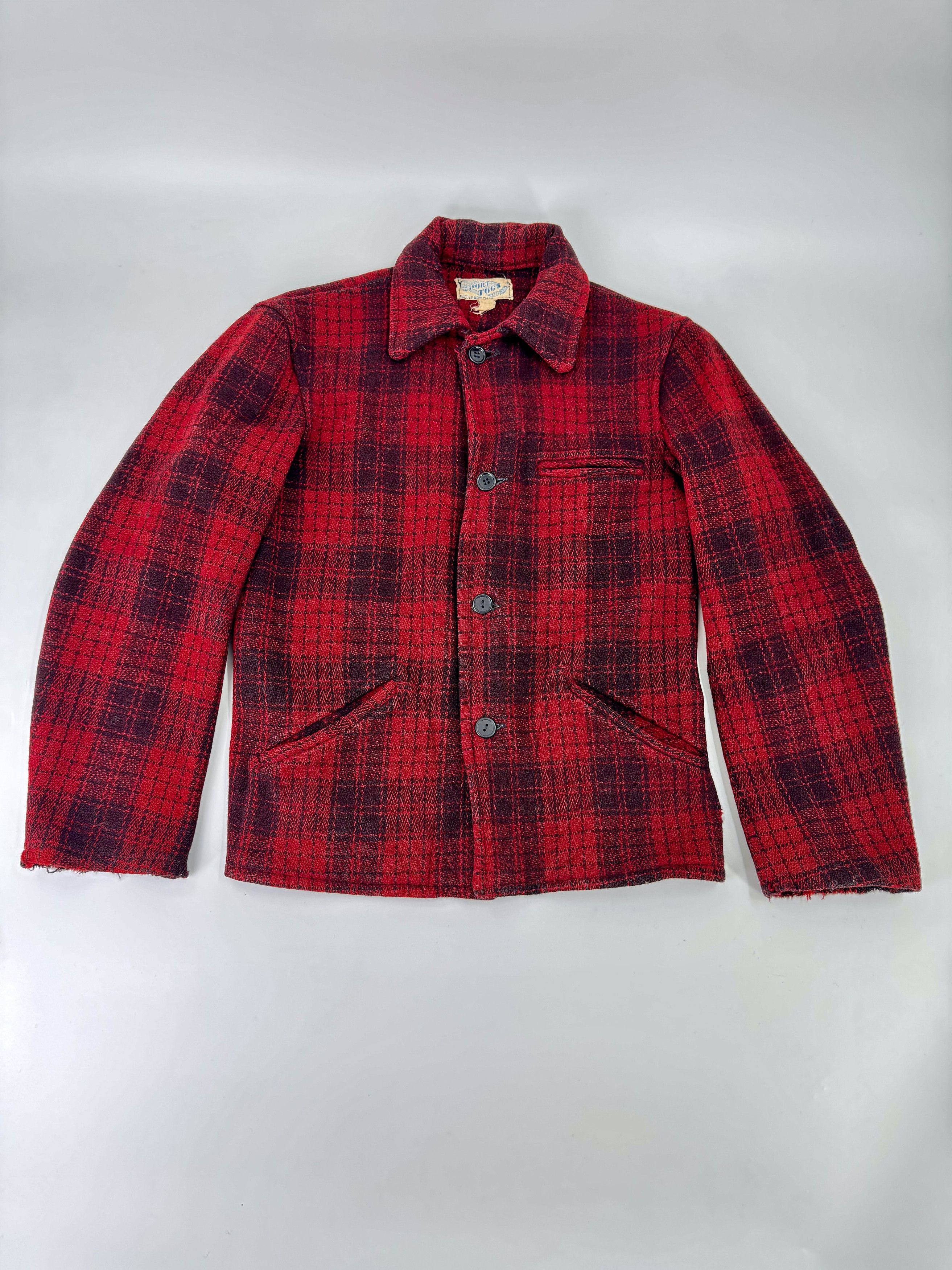 Vintage 1940s Vintage Sport Togs Seattle Woolen Red Jacket 40s Small Size US S / EU 44-46 / 1 - 1 Thumbnail