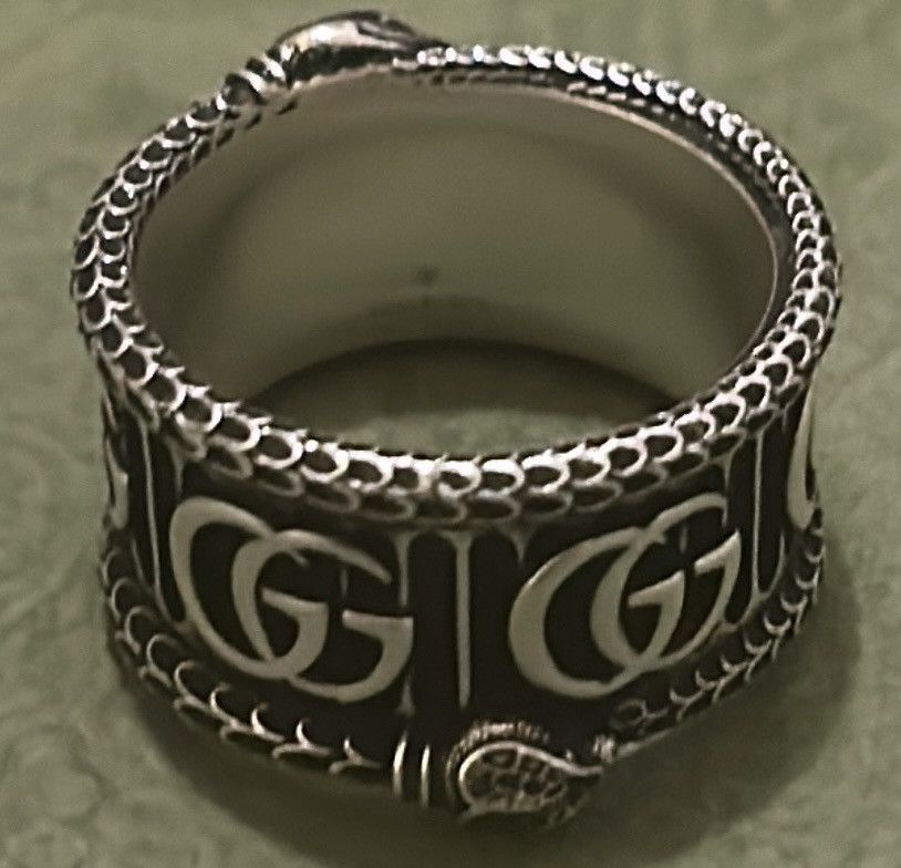 Gucci Gucci Silver Marmont Snake Ring with Double G AG925 Size ONE SIZE - 6 Thumbnail