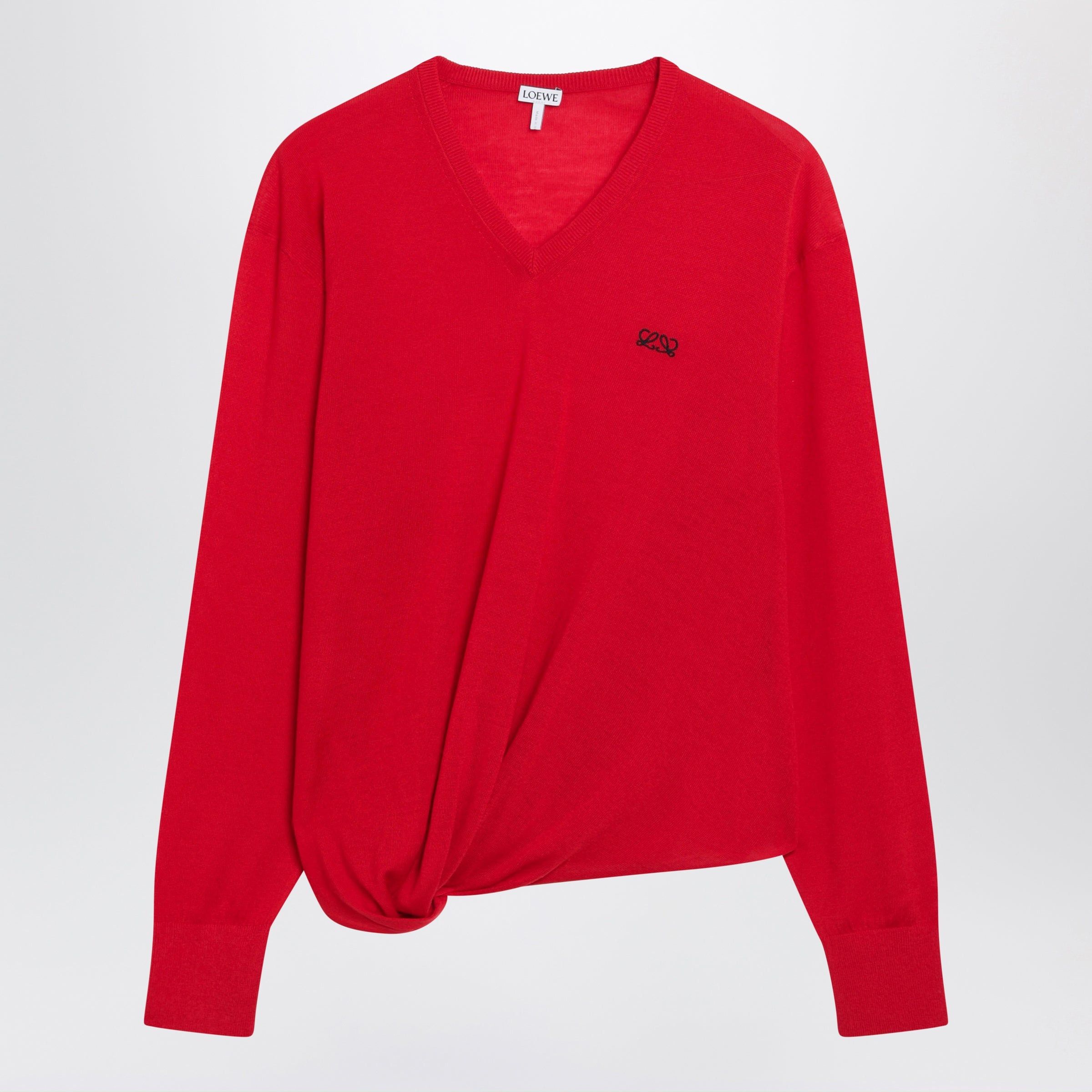 Loewe Loewe Red Merino Wool Draped Top Size XS / US 0-2 / IT 36-38 - 1 Thumbnail