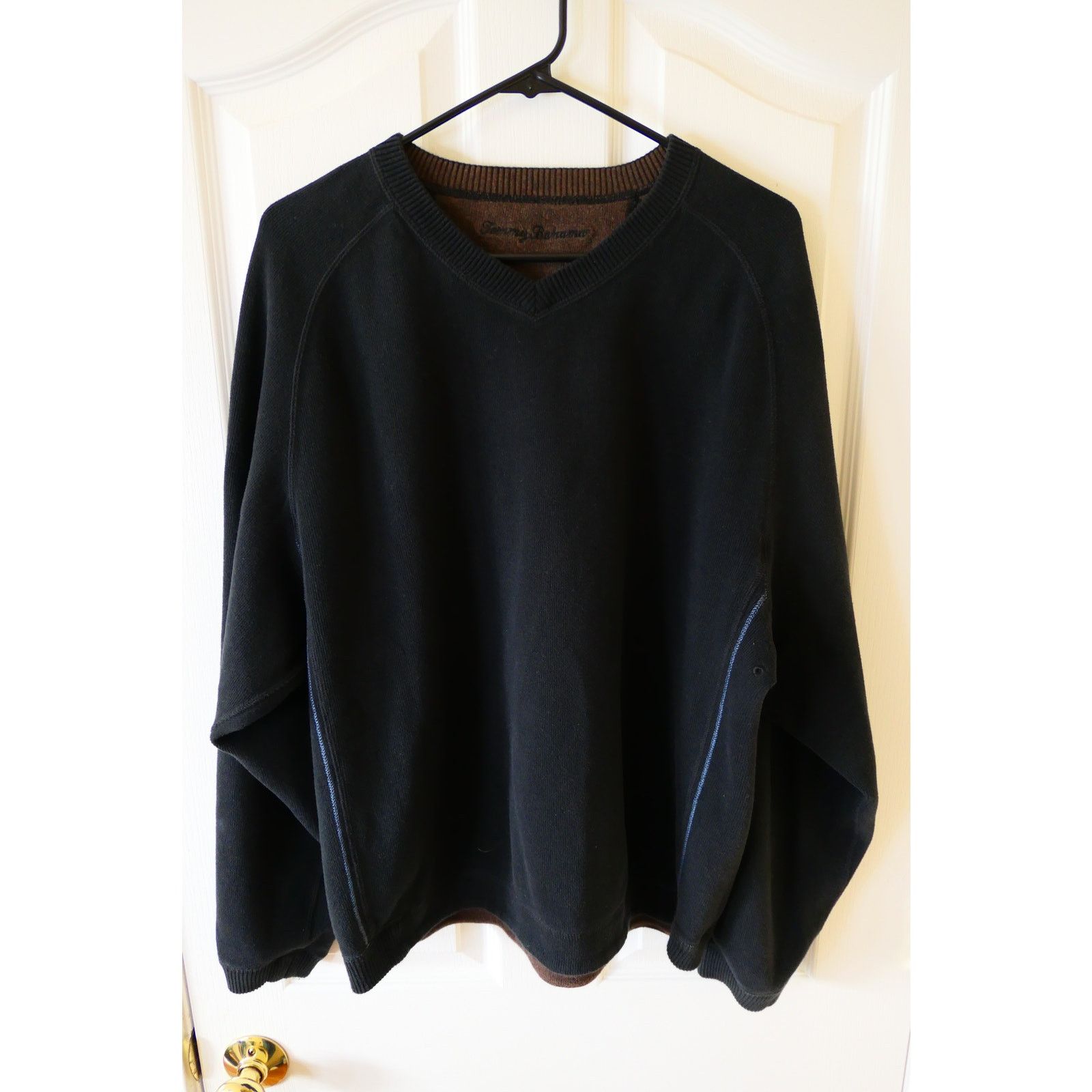 Tommy Bahama Tommy Bahama Black Brown Reversable V-Neck Sweater XL Size US XL / EU 56 / 4 - 7 Thumbnail
