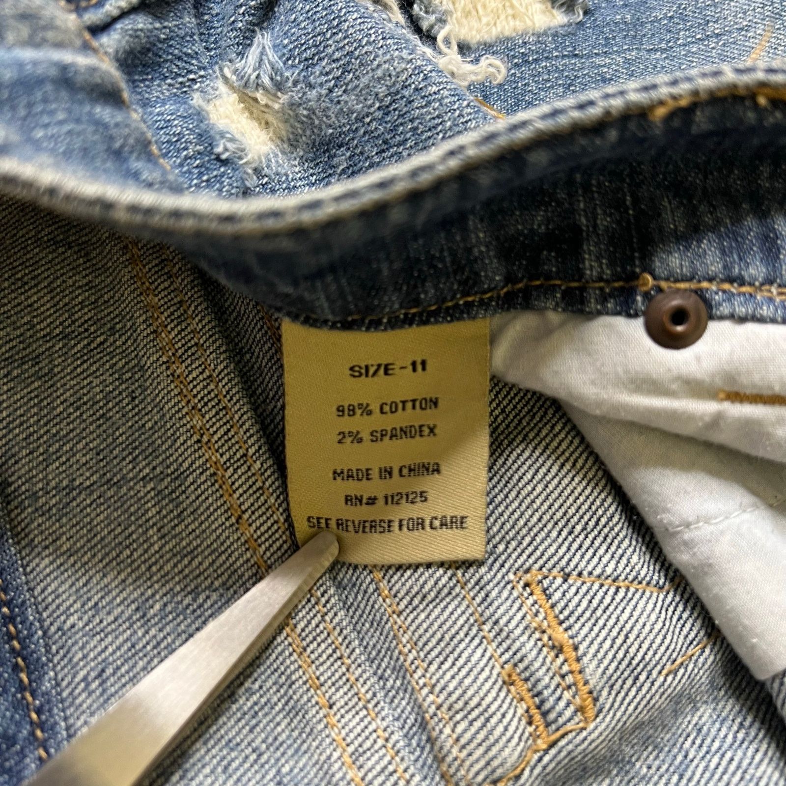 Vintage Y2K Blue Washed Distressed Mini Denim Skirt Ladies Sz 11 Size 32" / US 10 / IT 46 - 3 Thumbnail
