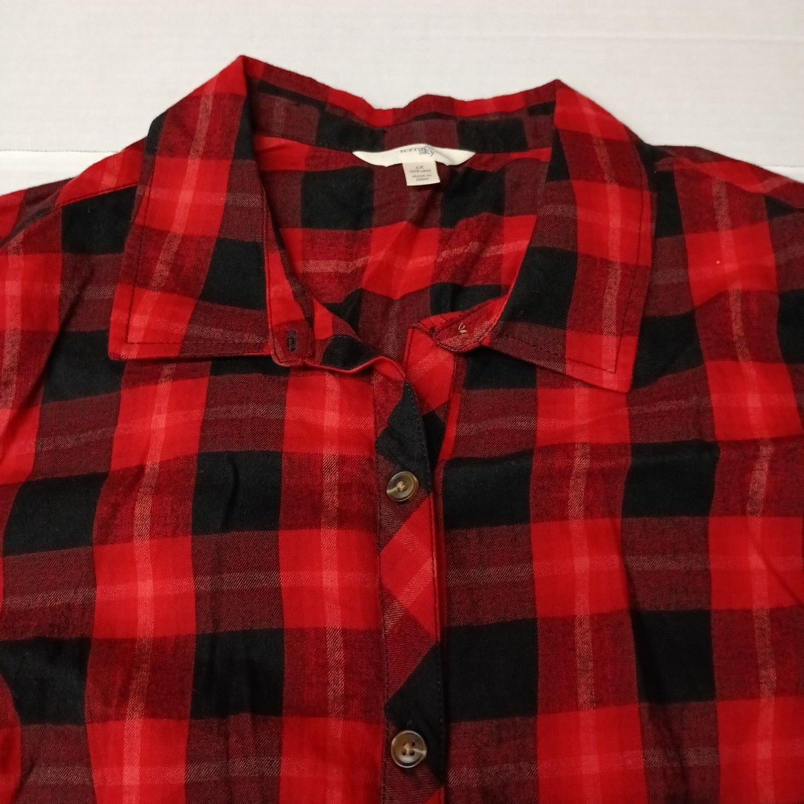 Other Terra & Sky Shirt Women's 1X (16W-18W) Red Black Plaid Size XL / US 12-14 / IT 48-50 - 3 Thumbnail
