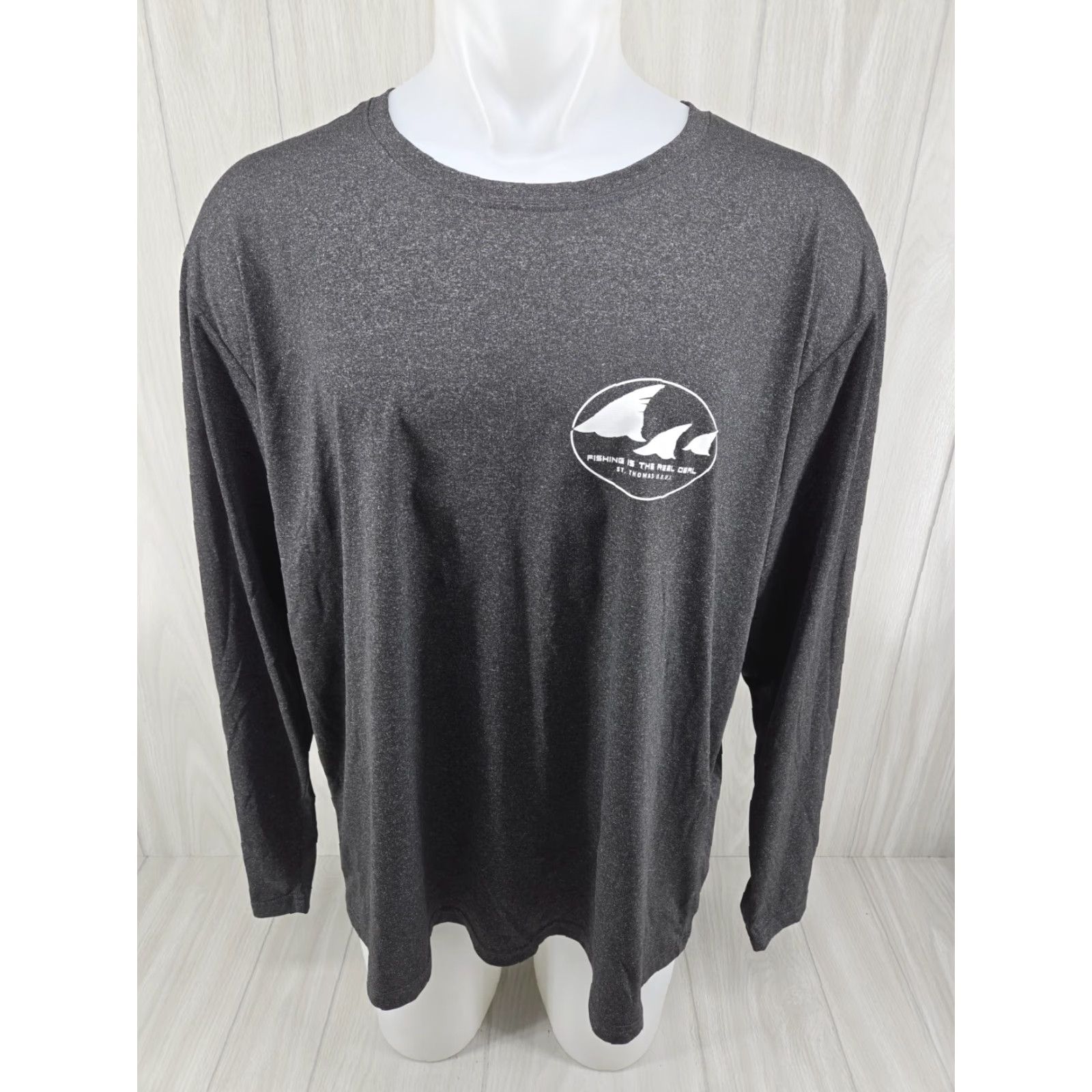 Vintage Spicy Tuna Shirt Men 2XL Gray St. Thomas USVI Performance Fishing Long Sleeve Shirt Pullover Beach Outdoor UV Protection Size US XXL / EU 58 / 5 - 2 Thumbnail