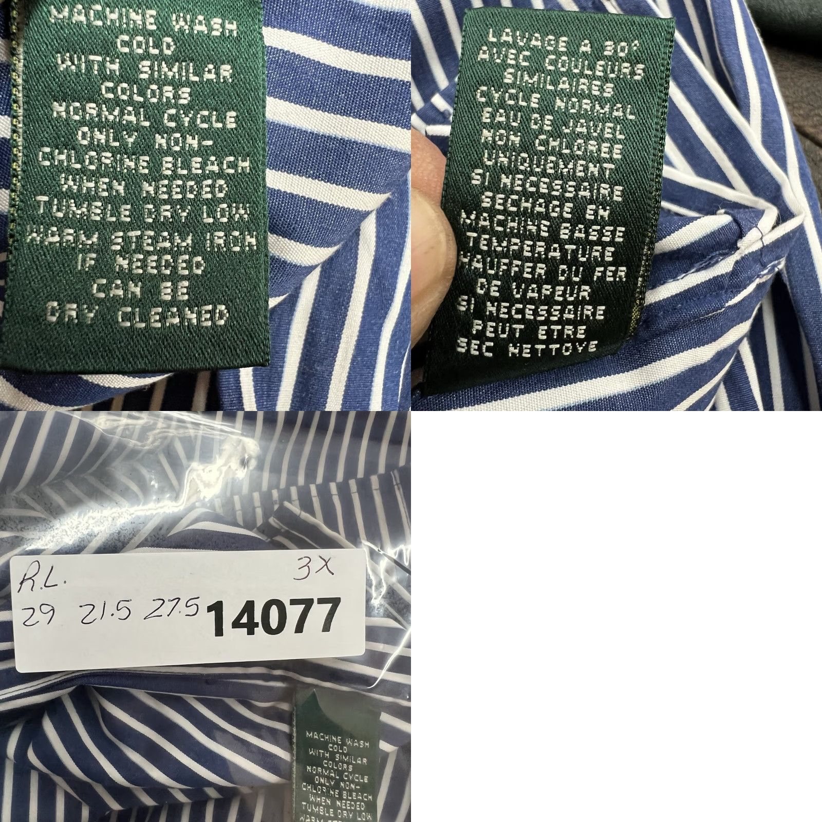 Ralph Lauren VINTAGE Lauren Ralph Lauren Dress Shirt Men 3XL Long Sleeve Striped Blue Cotton Formal Size US XXL / EU 58 / 5 - 8 Thumbnail