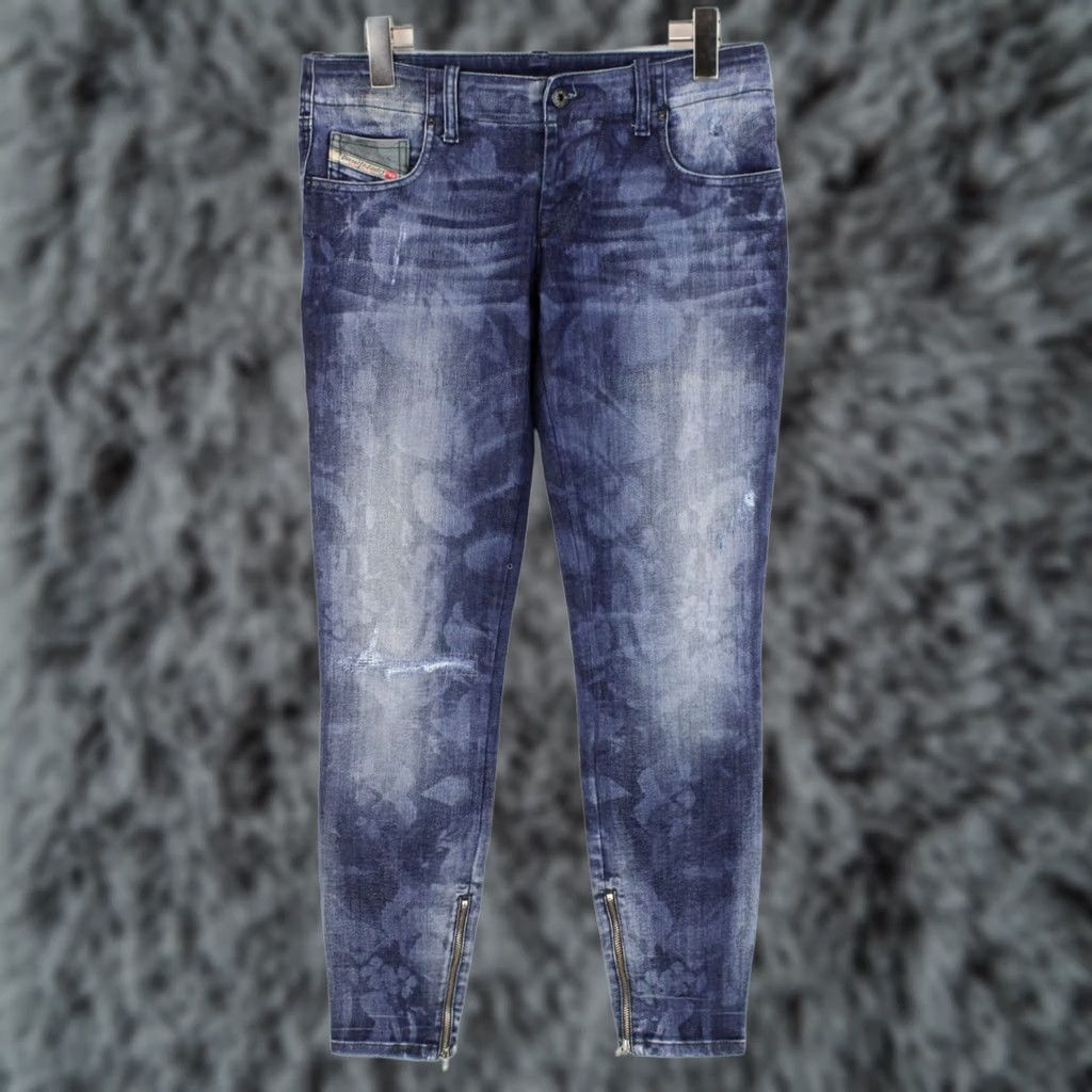 Diesel DIESEL Grupee-Zip Super Slim-Skinny Low Waist 0816Q Jeans Women's W29 L32 Ankle Blue Faded Distressed Size 29" - 1 Thumbnail