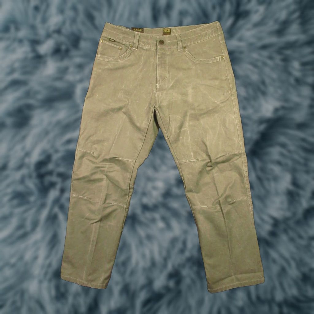 Vintage Kuhl Rydr Pants Men 35x31 Heavy Canvas Vintage Patina Dye Green 5-Pocket Zipper Logo Snap Straight Leg Regular Fit Casual Workwear Travel Size US 35 - 1 Thumbnail