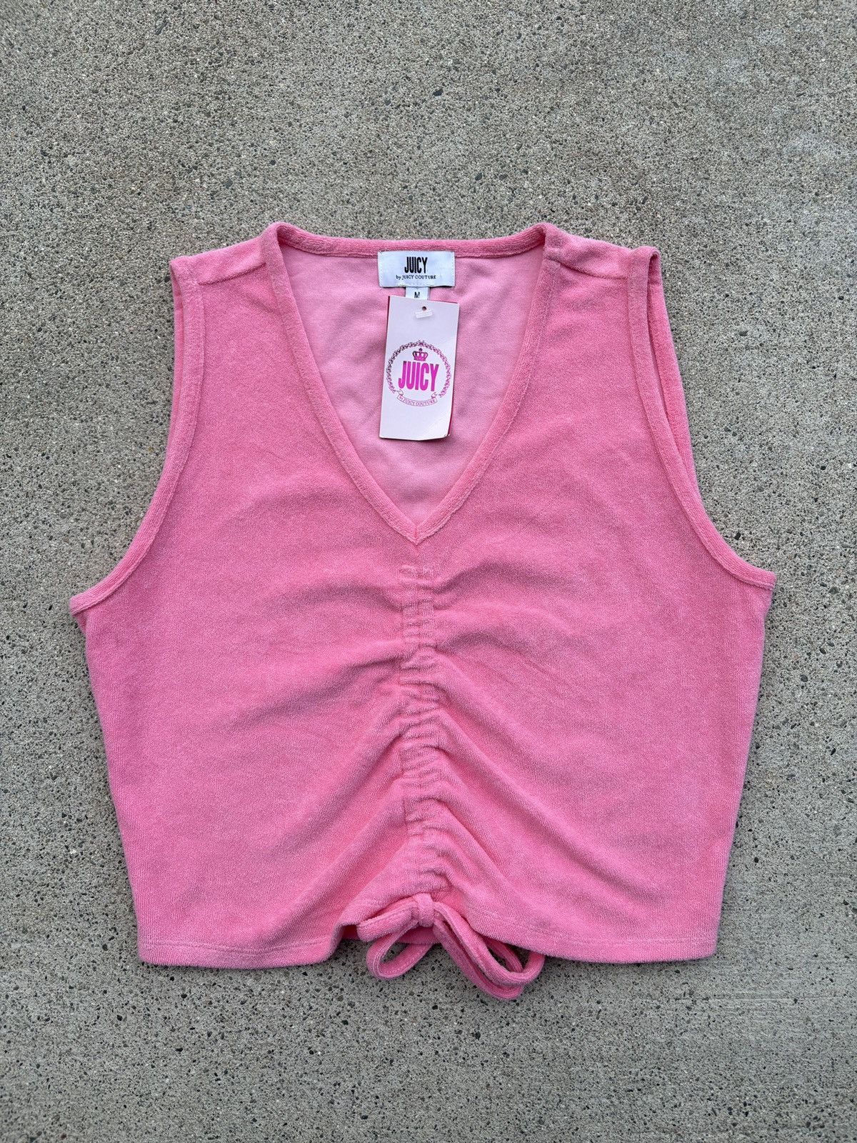 Juicy Couture × Juicy Couture Jeans × Vintage Vintage Y2K Juicy Couture Pink Cropped Terry Cloth Top Sz. M Size M / US 6-8 / IT 42-44 - 1 Thumbnail
