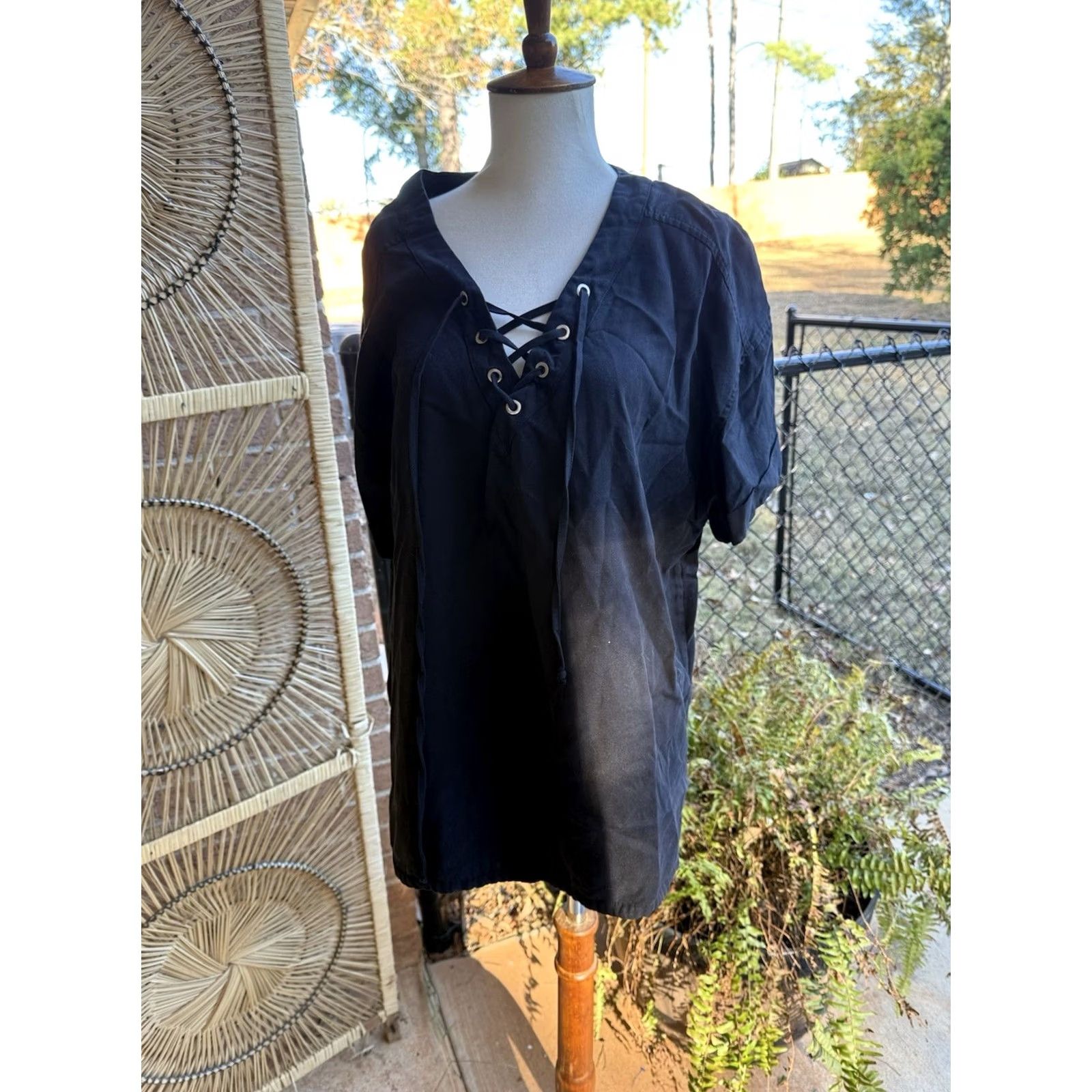 Vintage Matty M Blouse Linen Blend Black Top XL Women Casual Size XL / US 12-14 / IT 48-50 - 2 Thumbnail